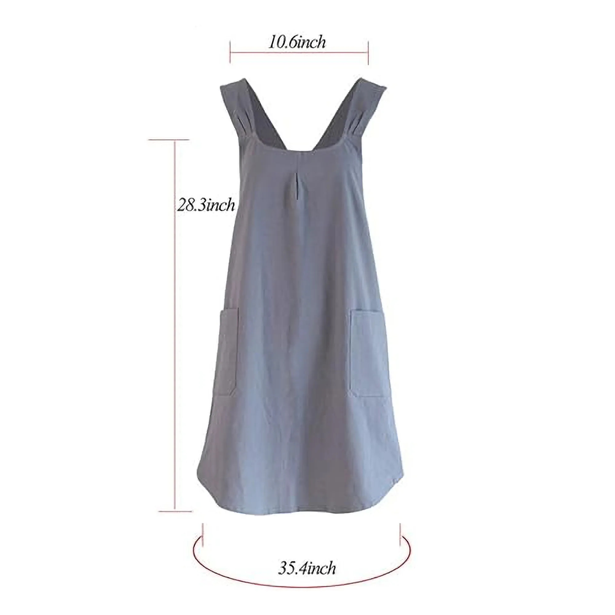 Versatile Cotton Linen Apron  Cross-Back Straps Dual Pockets 3