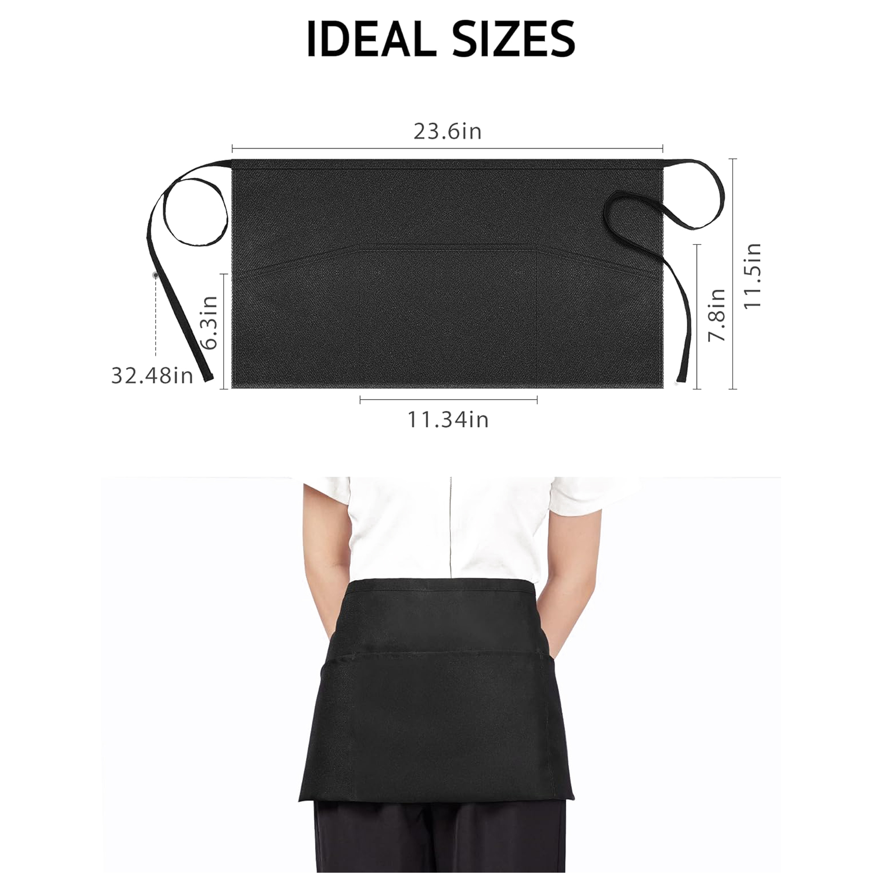 Server Apron with 3 Pockets 11.5" 4