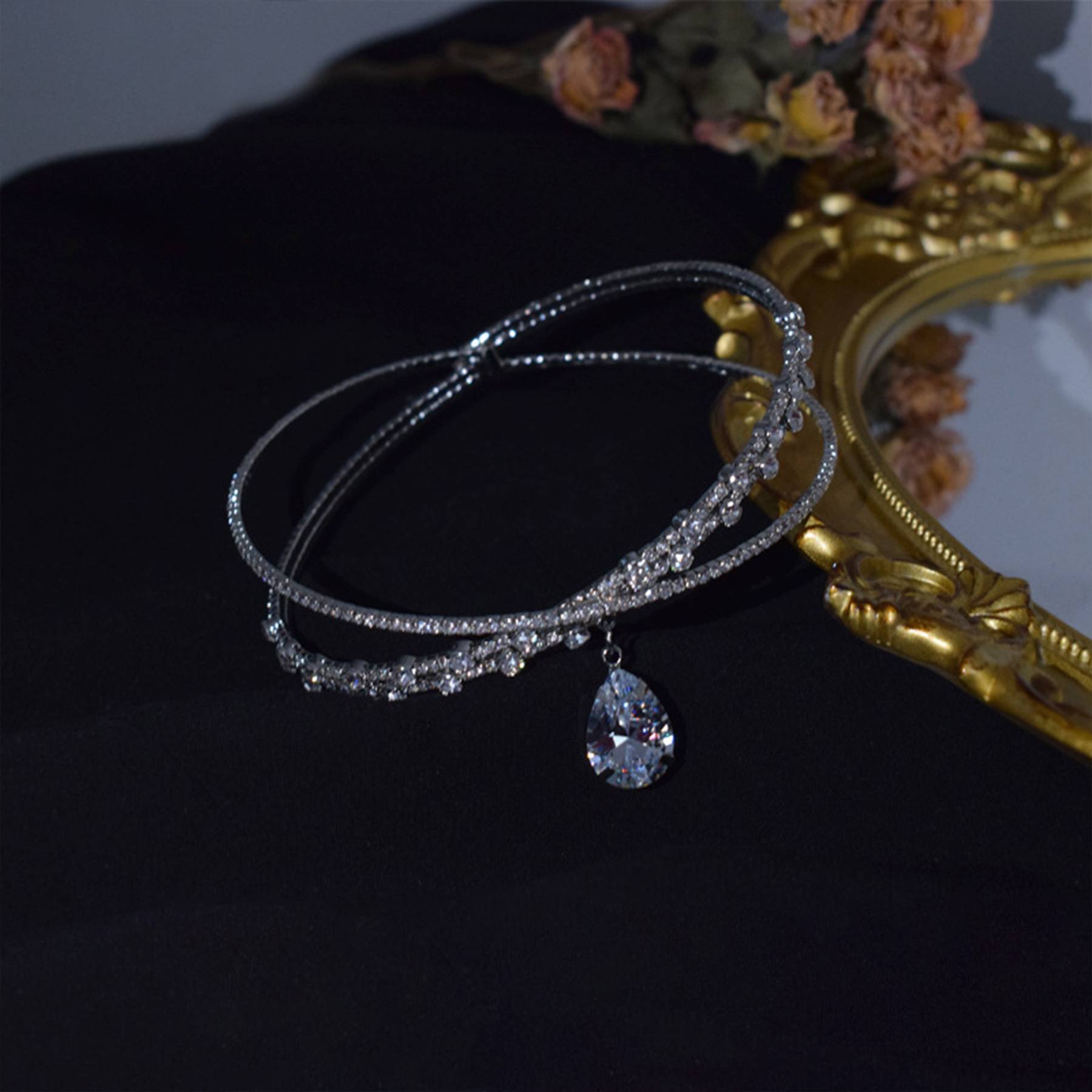 Alloy Flash diamond zircon drop collar 5