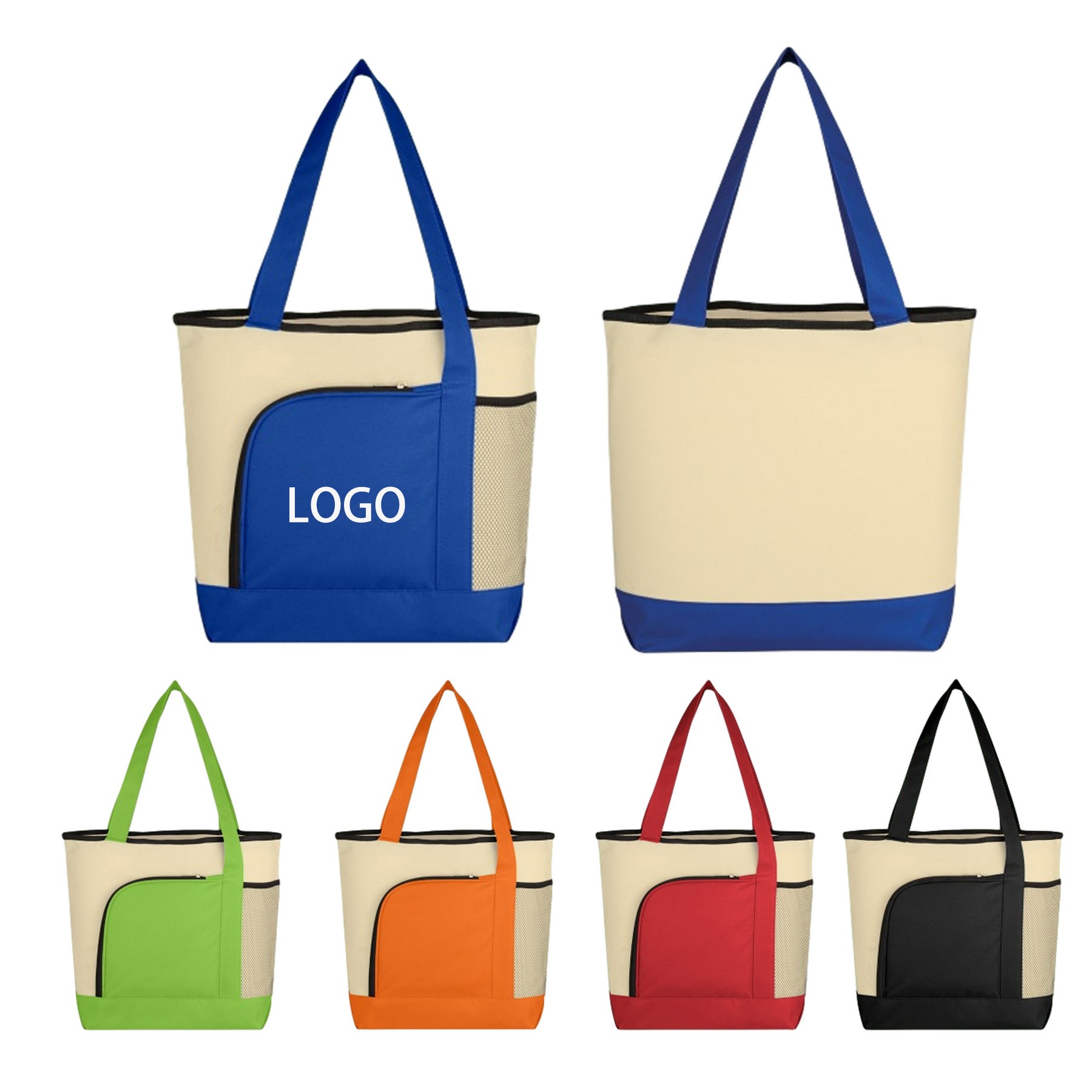 Zipper Polyester Tote Bag