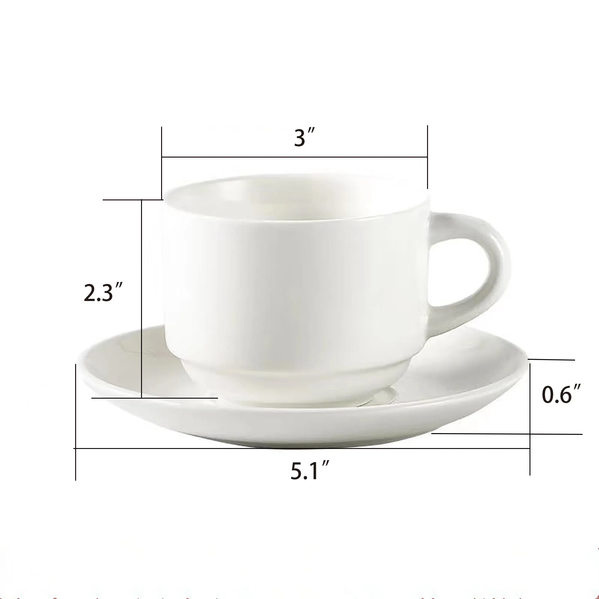 5 Oz. Porcelain Tea Cups Coffee Mugs with Saucer 3