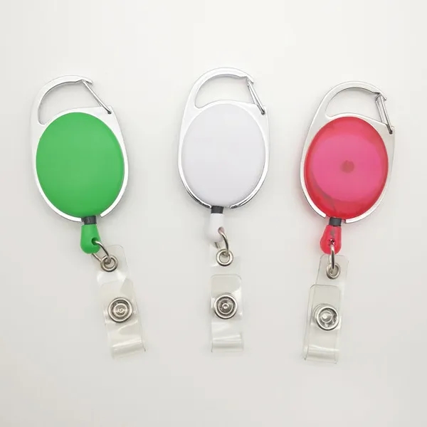 RETRACTABLE BADGE HOLDER WITH CARABINER CLIP 3