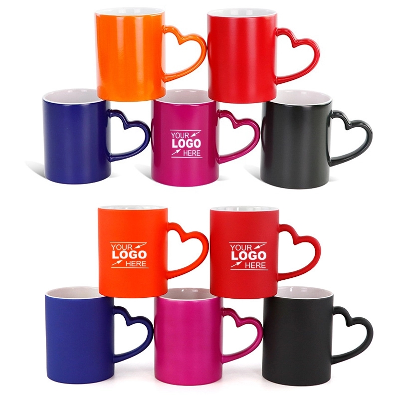 11oz Color Changing Sublimation Ceramic Mug with Heart Handl 3