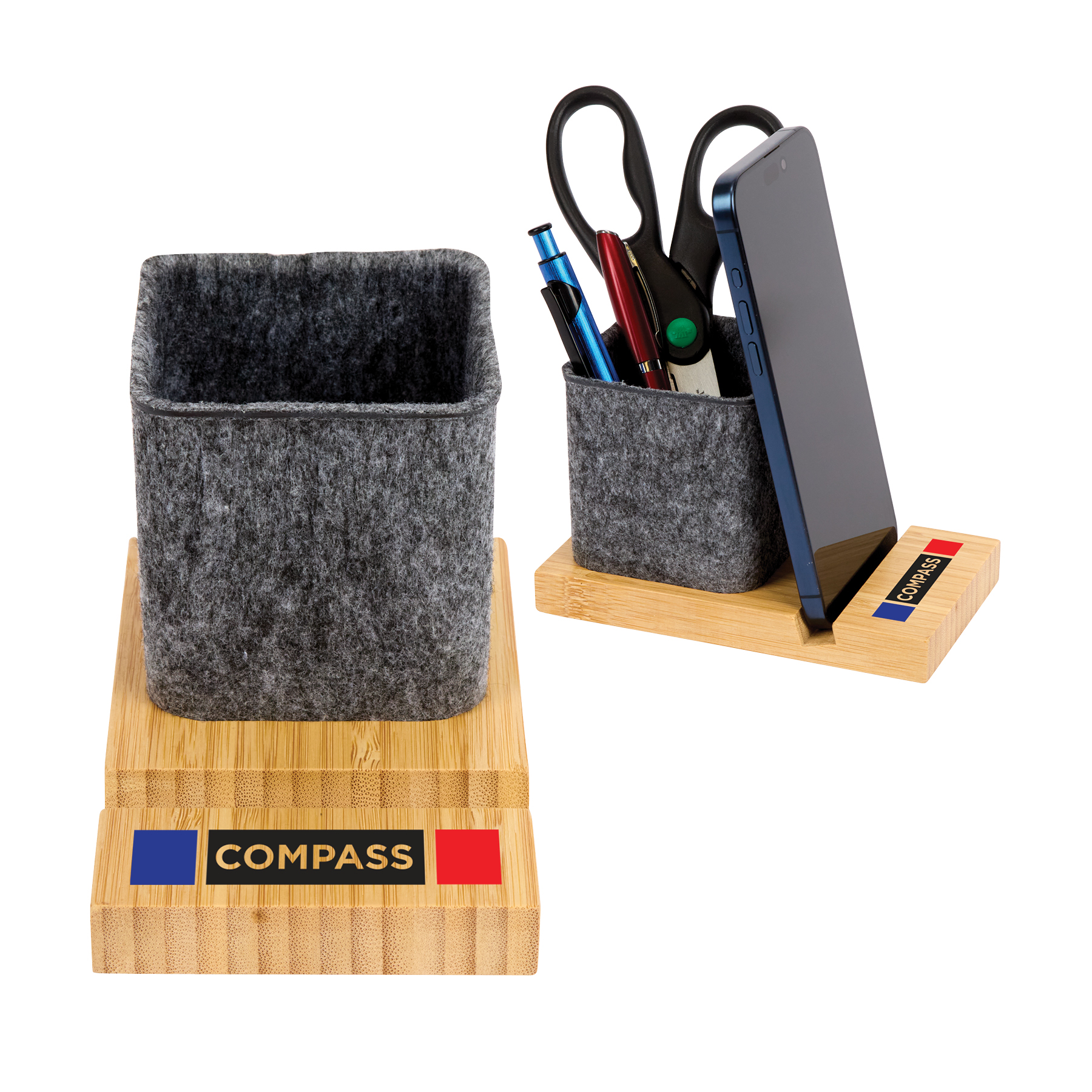 Renton Recycled Felt and Bamboo Pen/Device/Card Holder 5