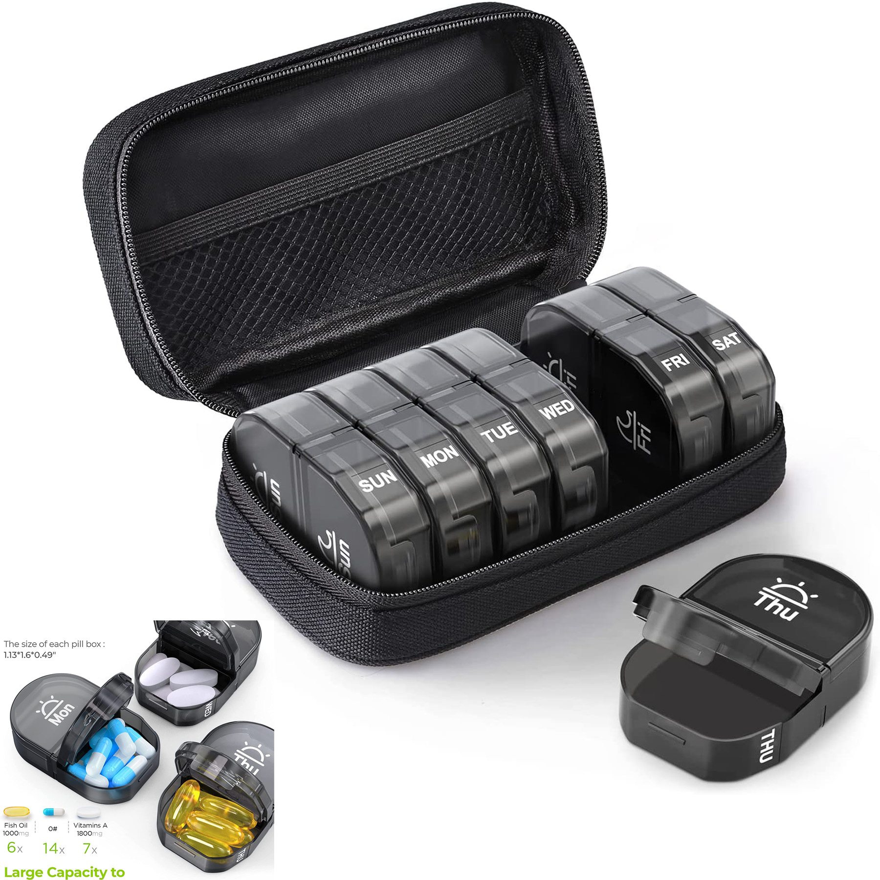 Canvas Bag Weekly Pill Organizer