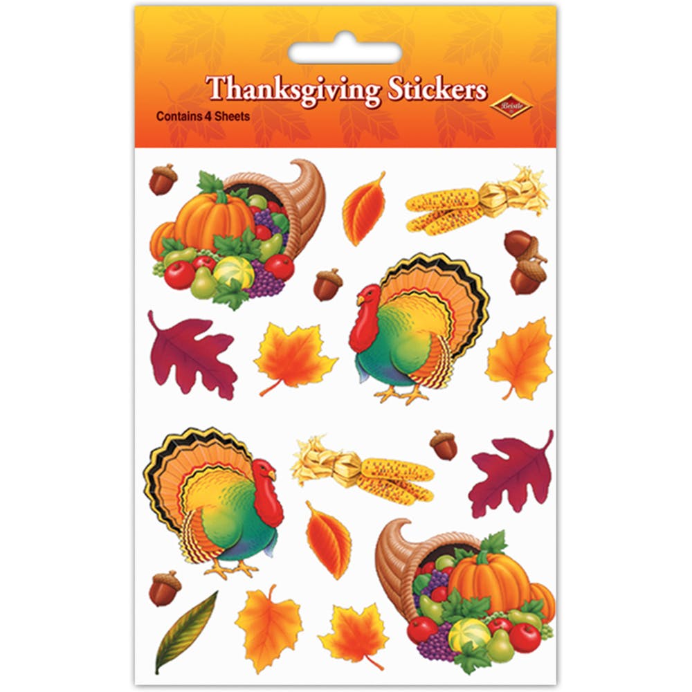 Thanksgiving Stickers - 4.75" x 7.5" 4 Pack