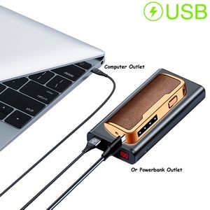 Stylish PU Leather E Arc Lighter With Built In Flashlight 5
