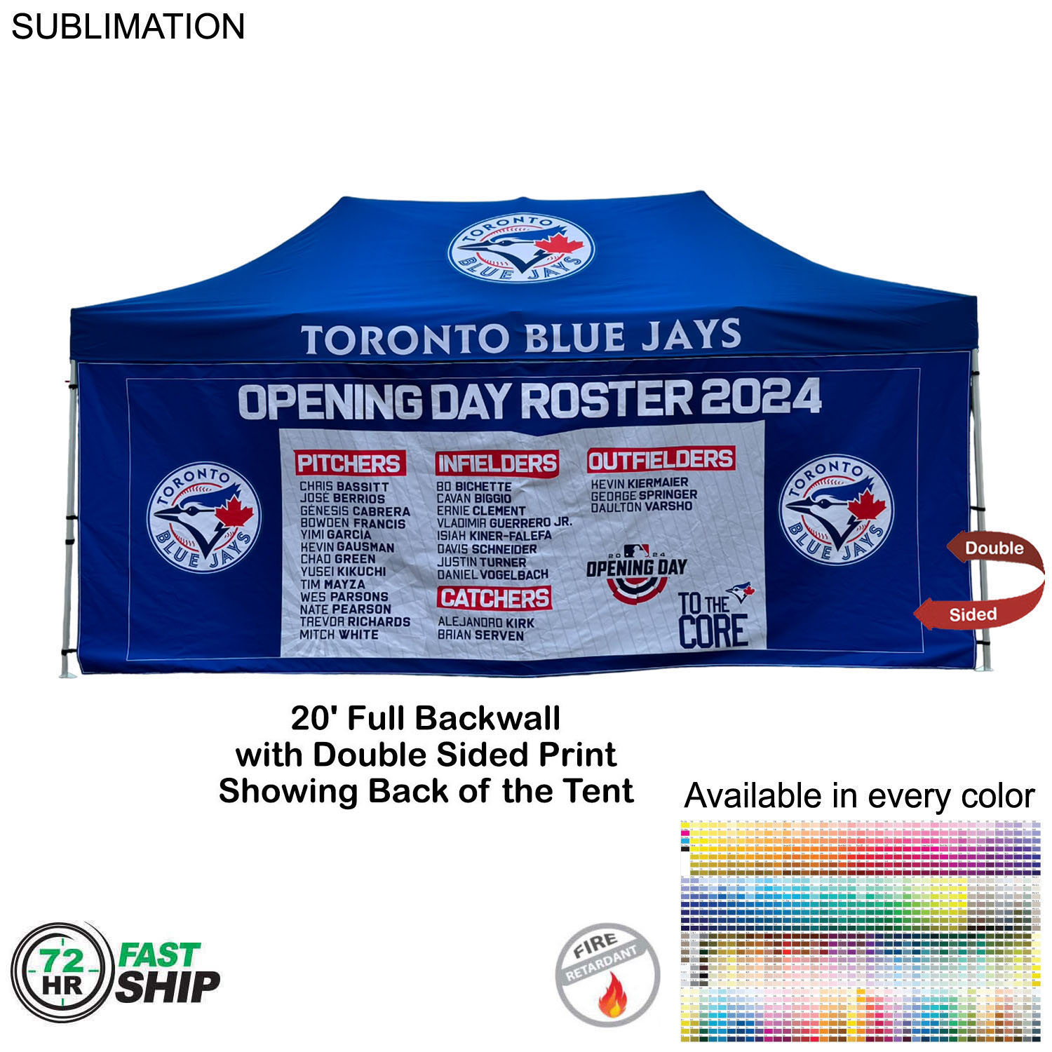 72 Hr Fast Ship - Full 20' Back Wall for 10x20 Tent Kit, Sublimated, Double Sided Print 3