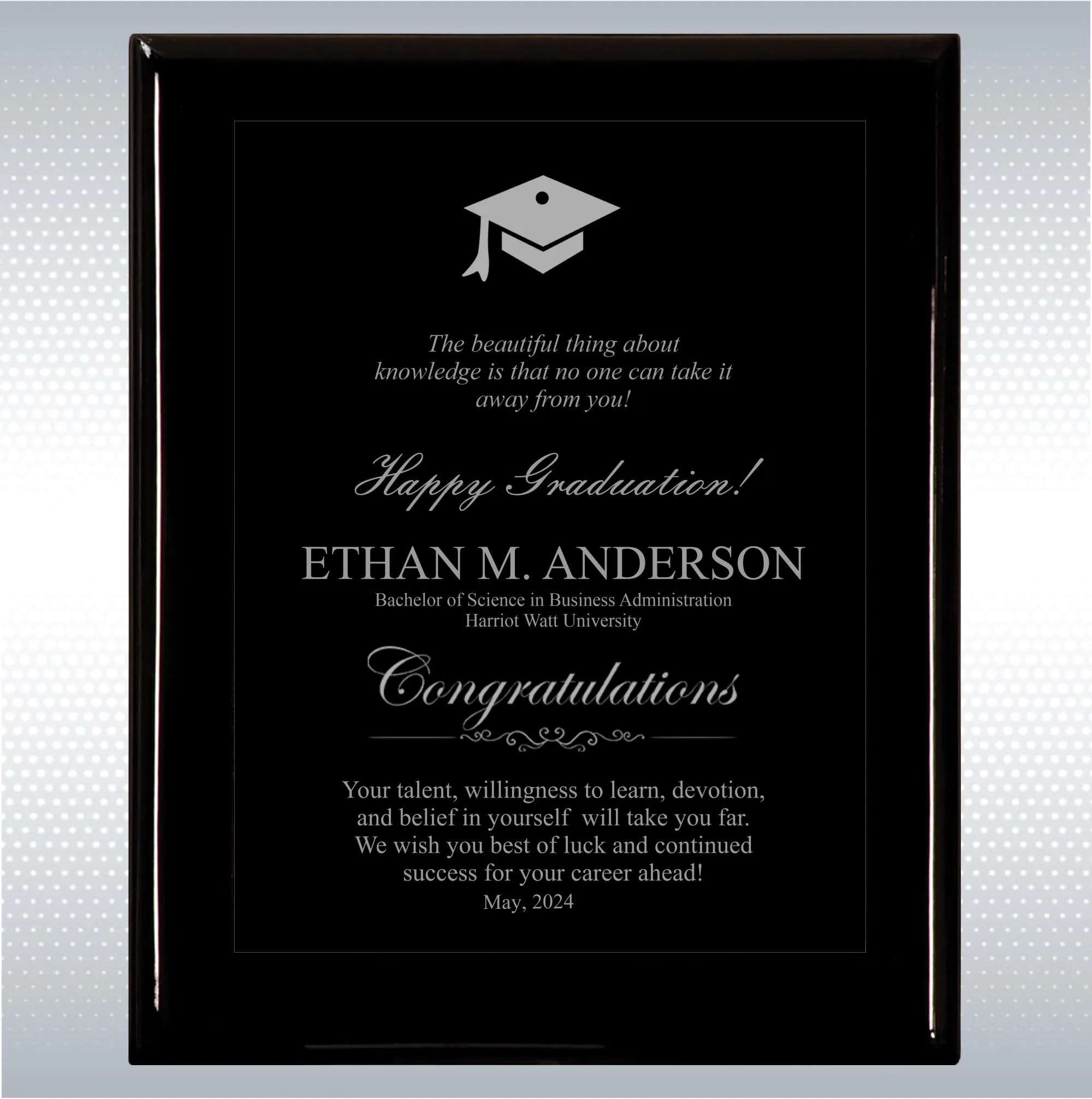 Black Piano Finish Wood Plaque Graduation Gift 4