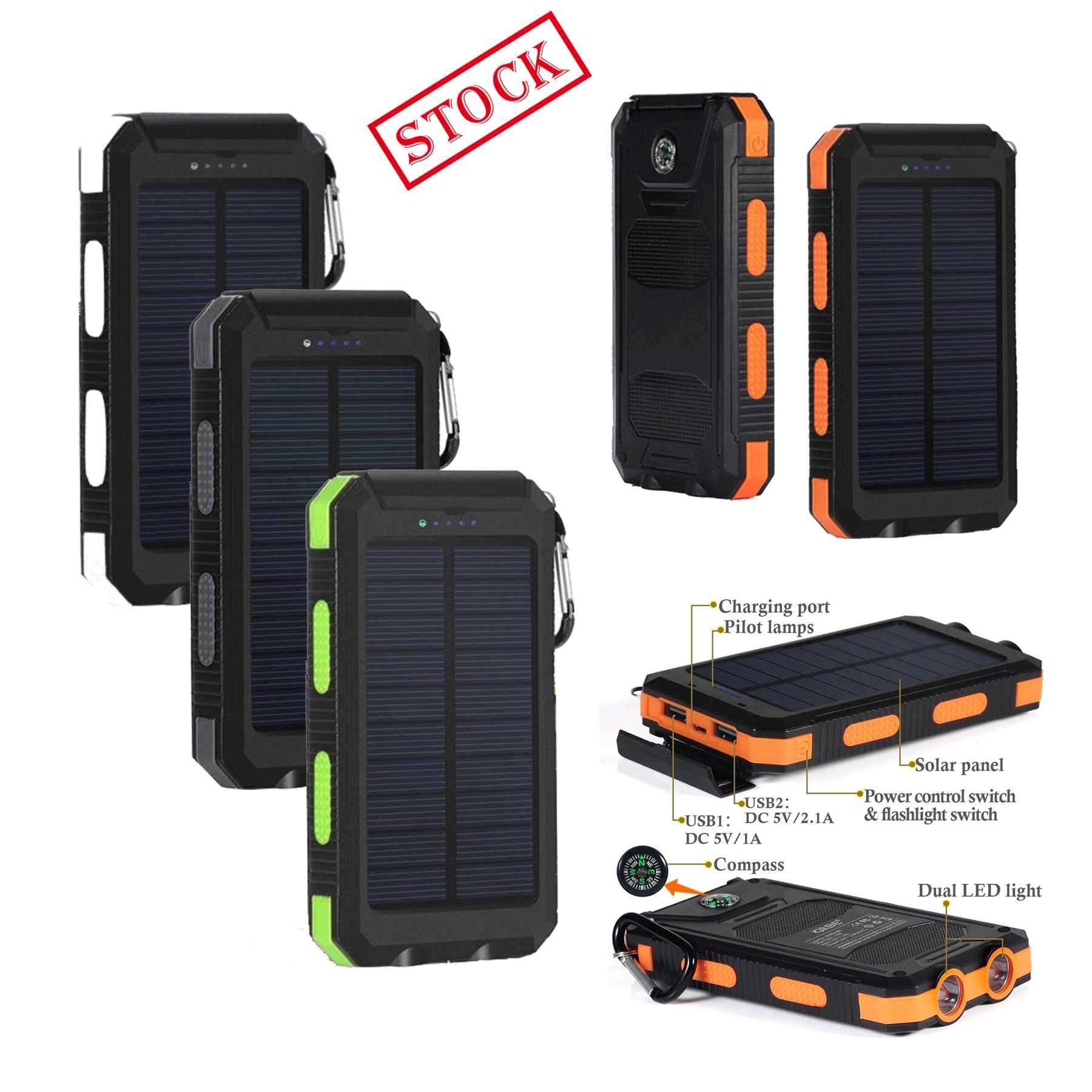Fast Shipping! Portable Solar Power Bank Charger 8