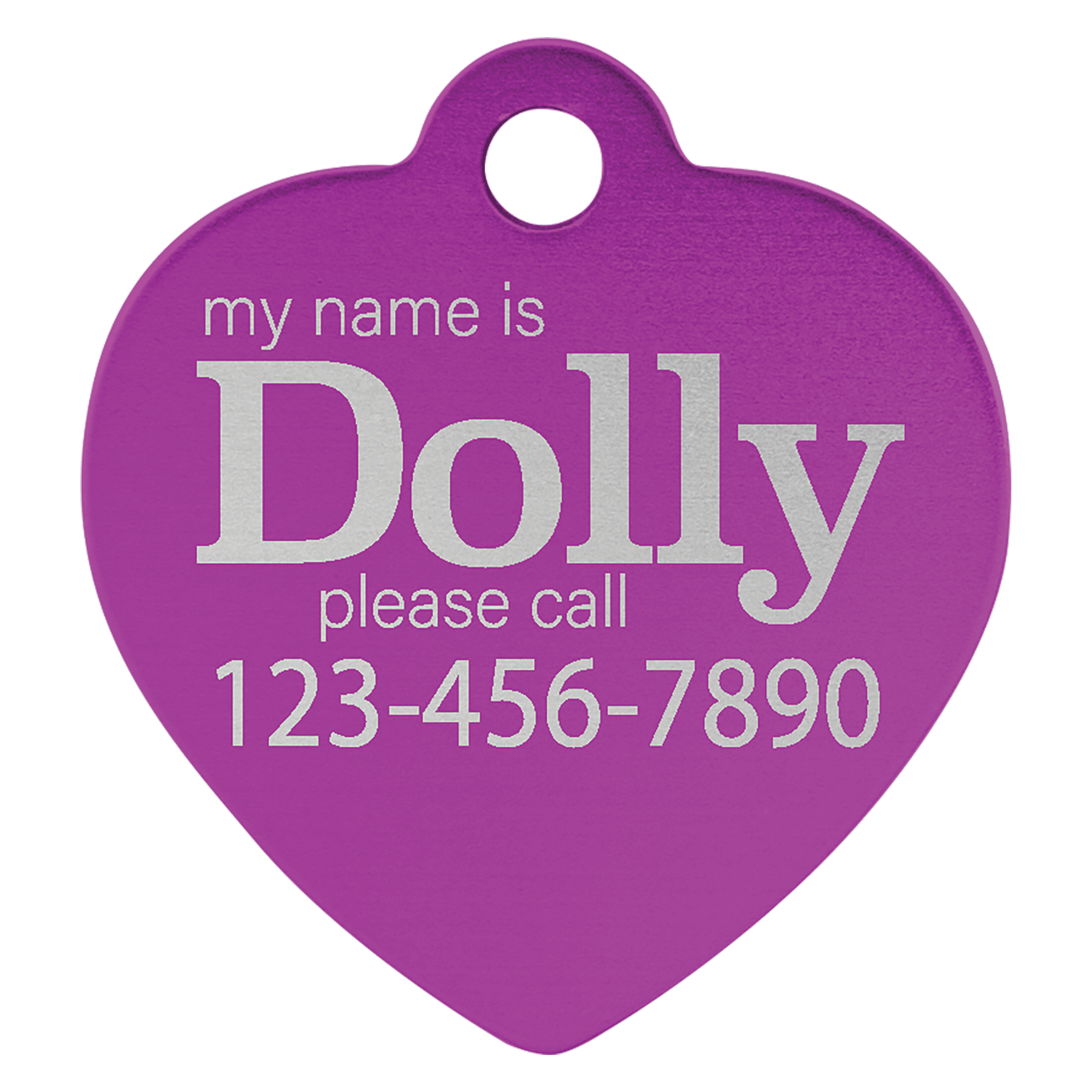 1" x 1" Purple Anodized Aluminum Heart Pet Tag 1