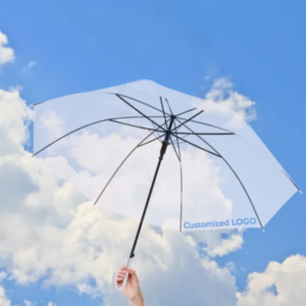 Custom 8K 21 Inch Transparent Windproof Straight Umbrella 2
