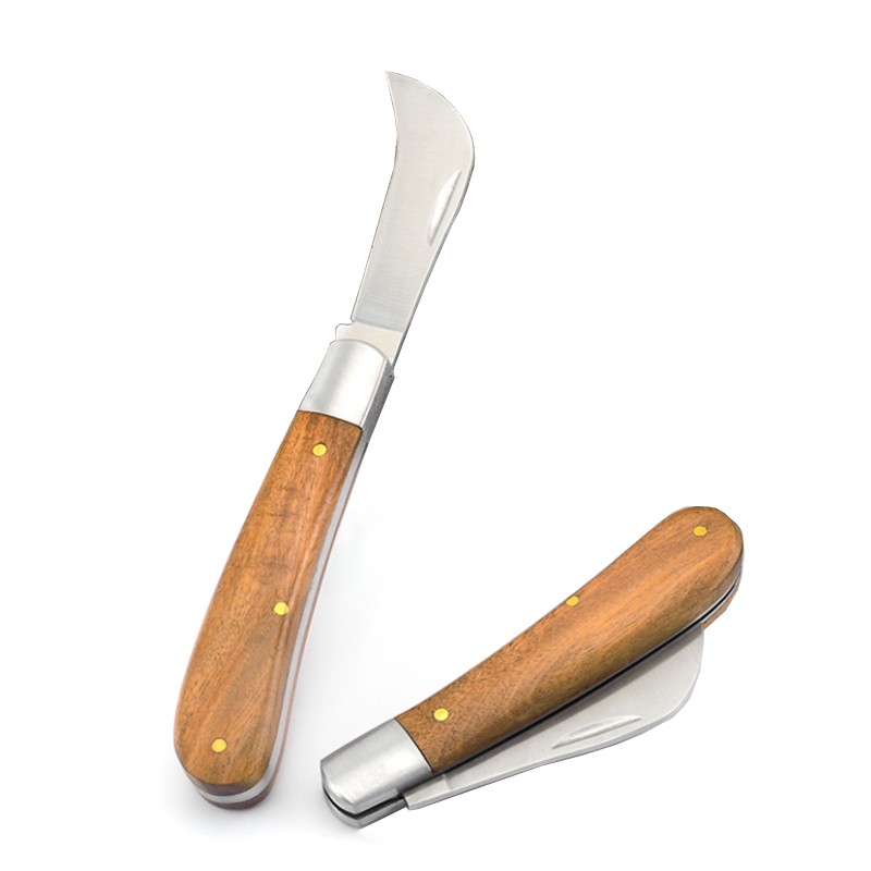 Stainless Steel Folding Pocket Knife with Wooden Handle 1