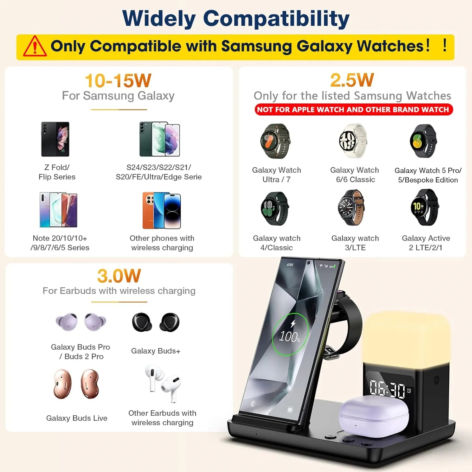 6 in 1 Fast Watch Charger with Alarm Clock-Night Light 8