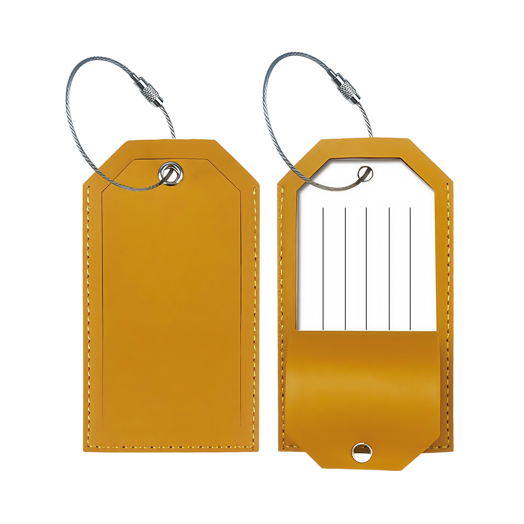 Metal Lanyard Leather Luggage Tag 7
