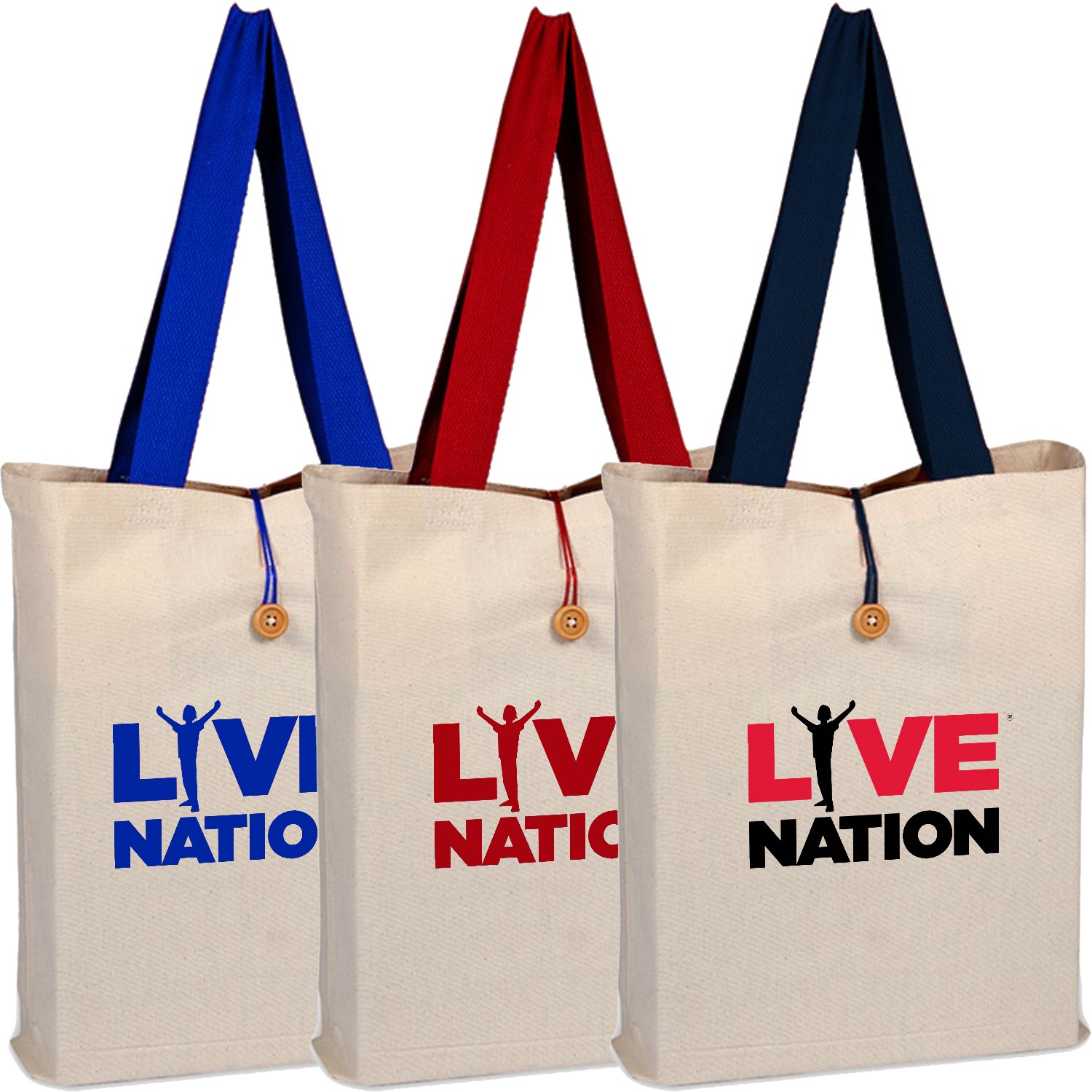 100% Cotton Canvas Qtees Buttonup Tote w/ C Handle USA Decorated (15" x 16") 1