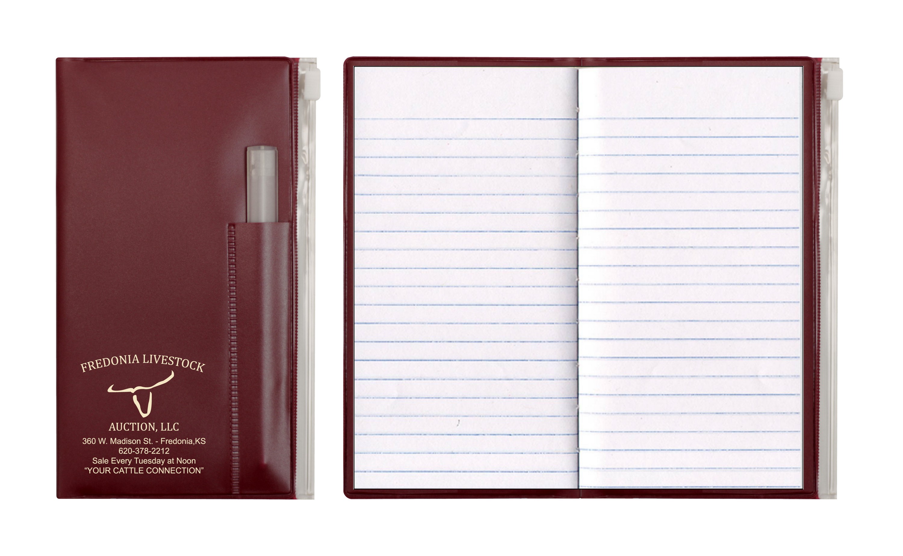Tally Book Zip Back Planner w/ Clear Pen and Zip-Lock Pocket - Solid Color Cover 4