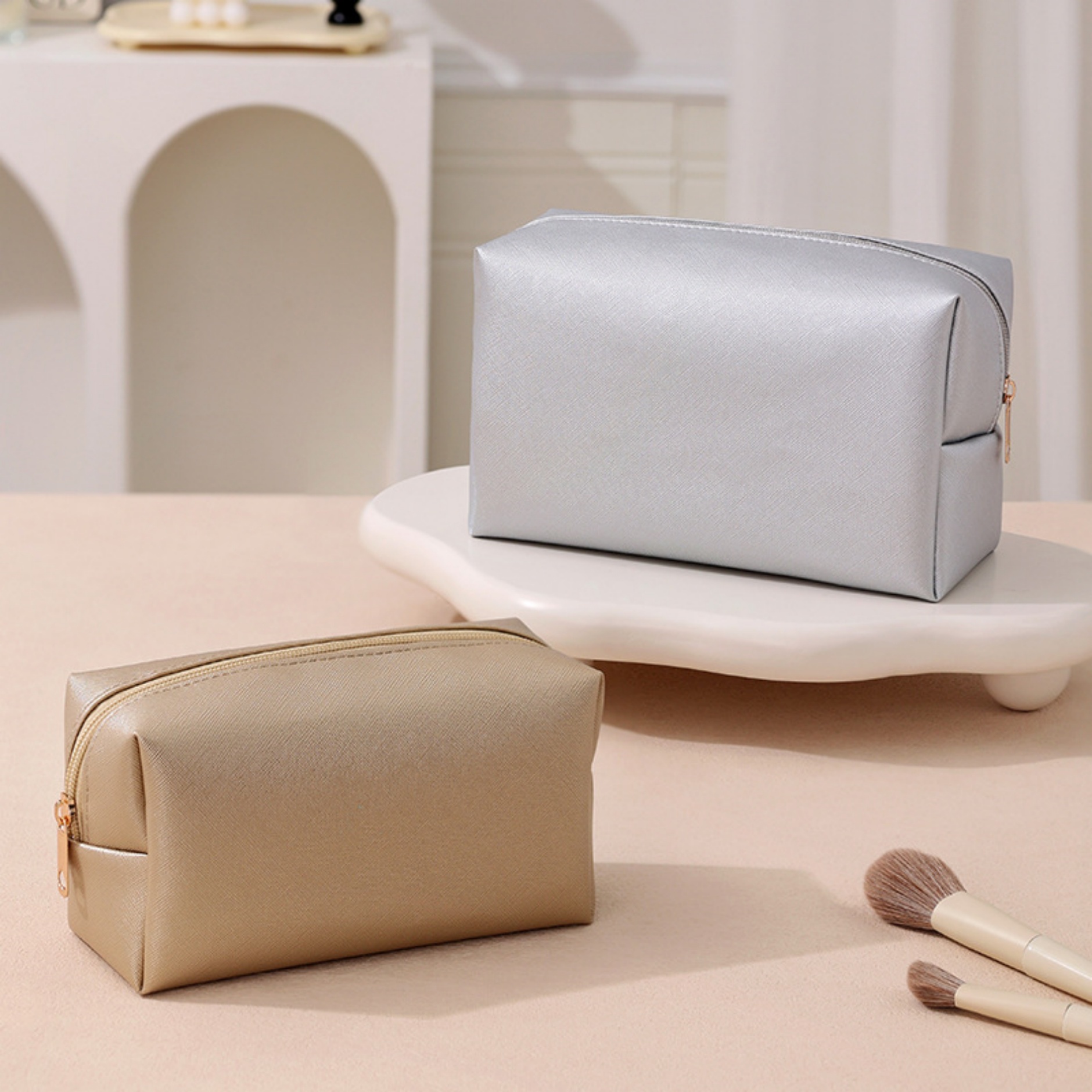 Rectangular PU Leather Travel Cosmetic Bag 5