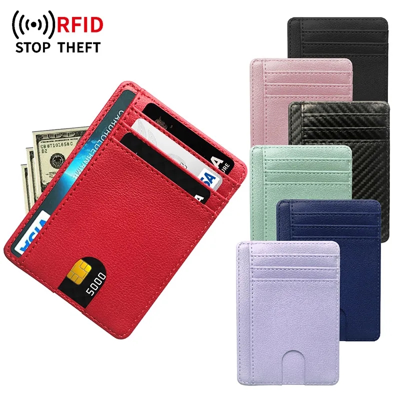 RFID Blocking Wallet Minimalist Front Pocket Pack 5