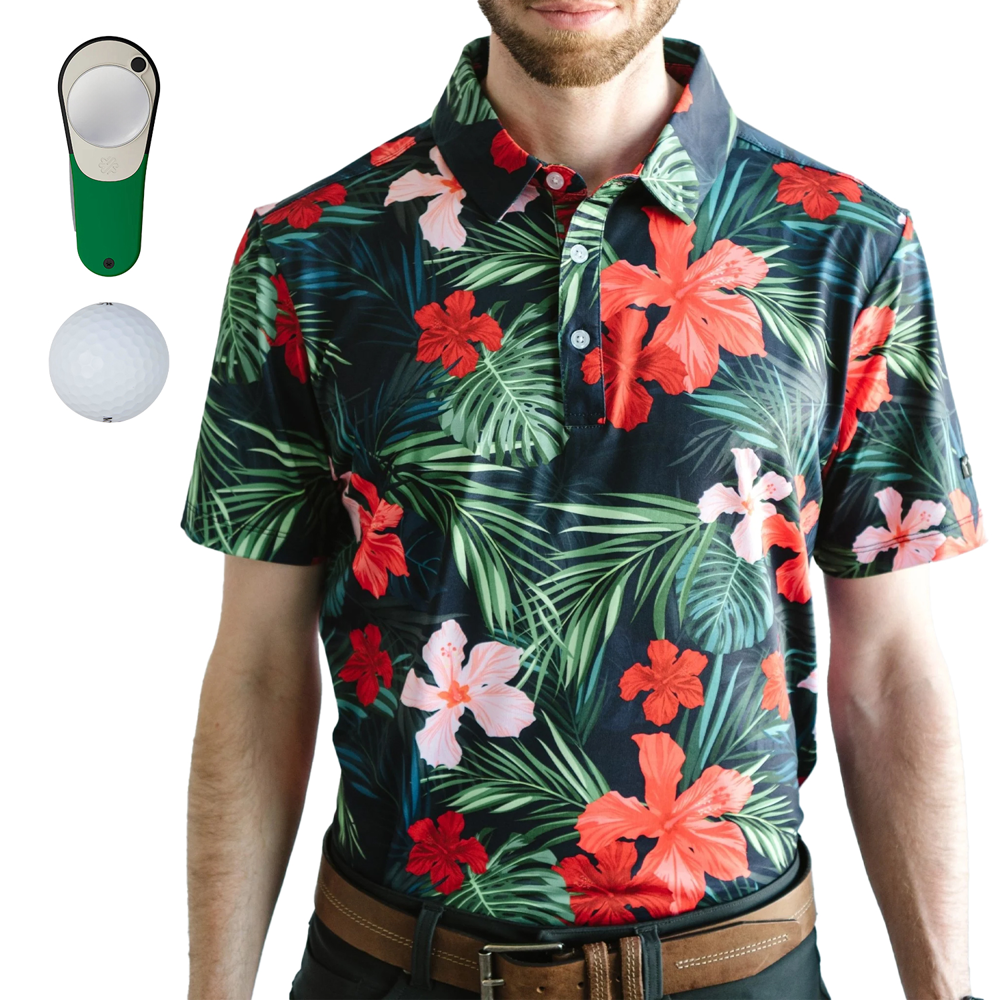YATTA Golf® Blossom Men's Polo Shirt, Srixon® Golf Balls & Pitchfix® Icon Divot Tool Gift Set