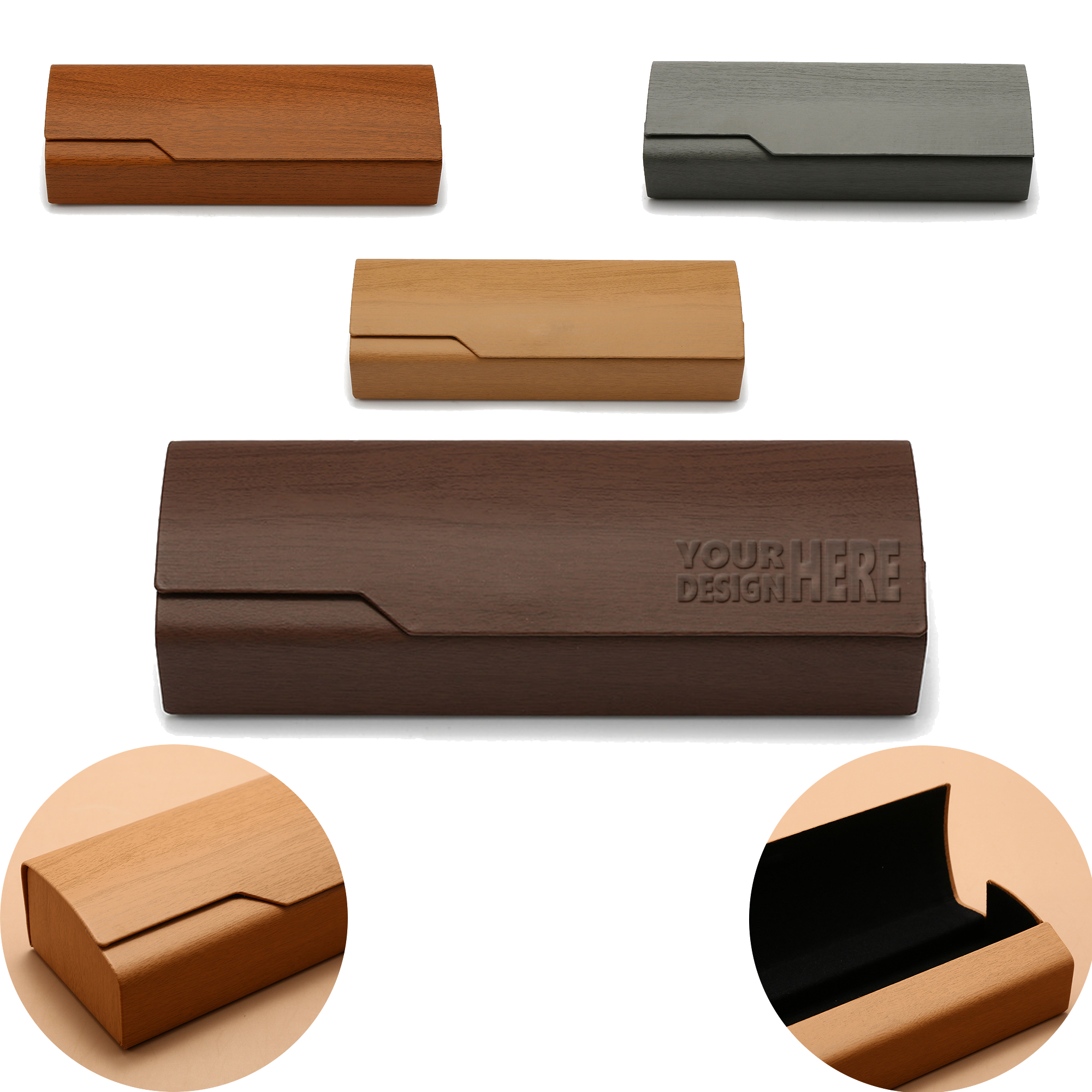 MOQ 10pcs Wooden Grain Glasses Case 3
