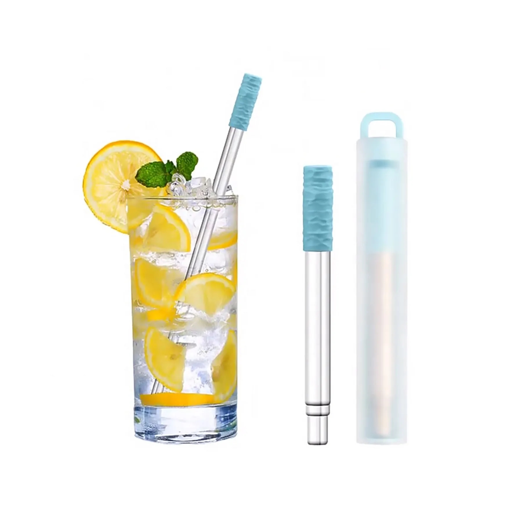 Reusable Collapsible Stainless Steel Straw With Plastic Case 2