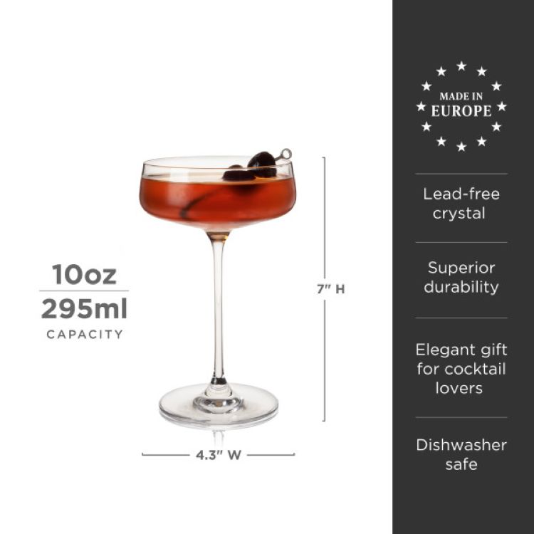 Viski® Reserve Julien Crystal Coupe Glass, set of 4 3