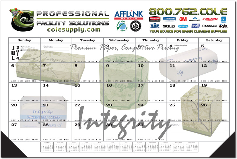 Full Color 12 Sheet Desk Pad Calendar