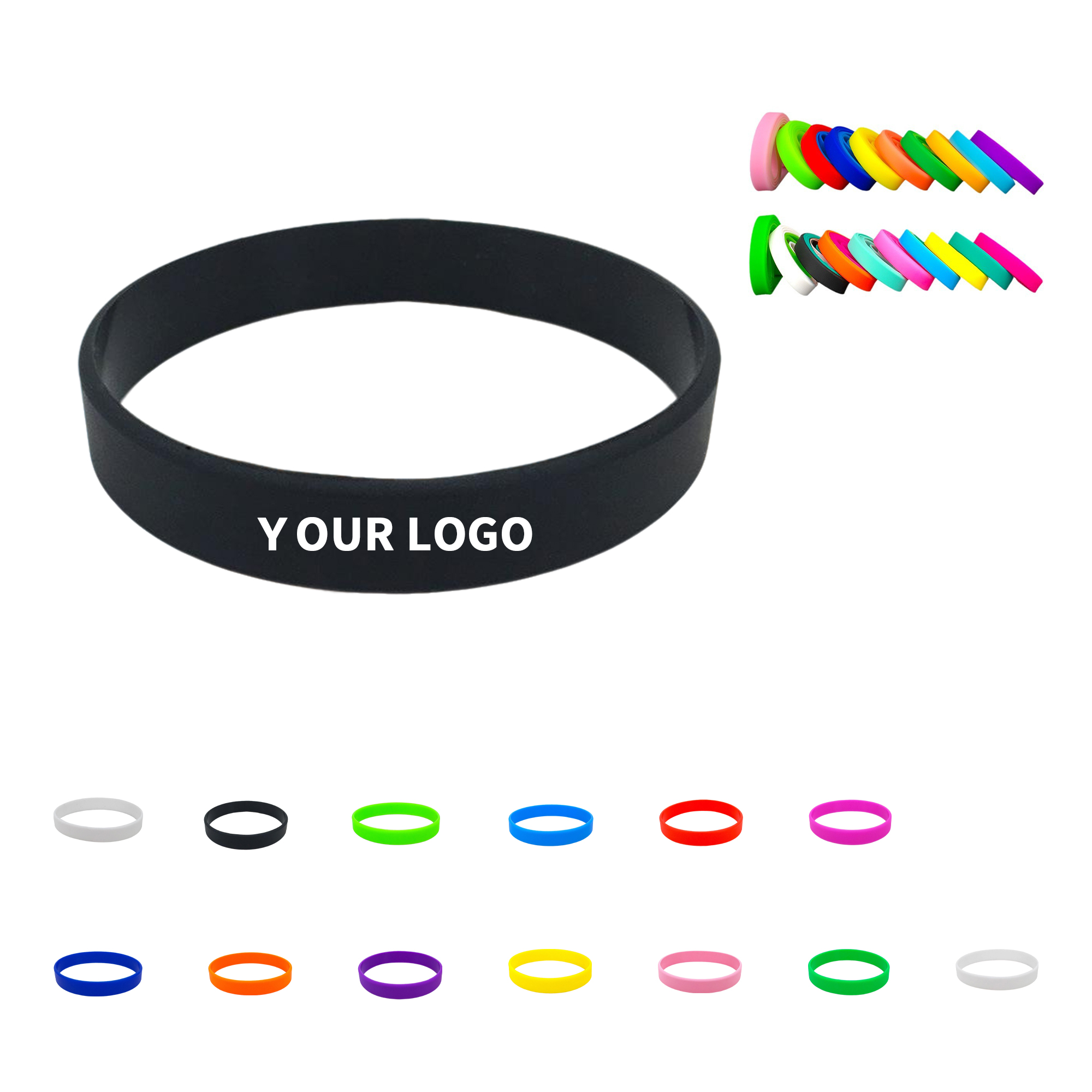 Silicone Wrist Band With Color Fill 8 X 0.5" 6