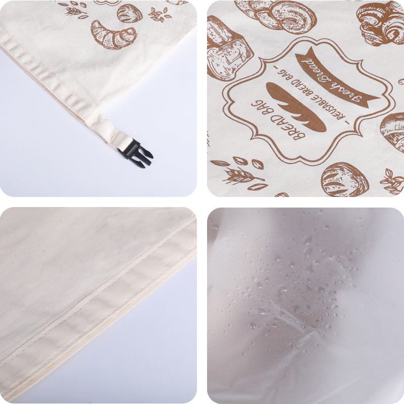 Reusable Cotton and TPU Inner Bread Bags with Buckle 3