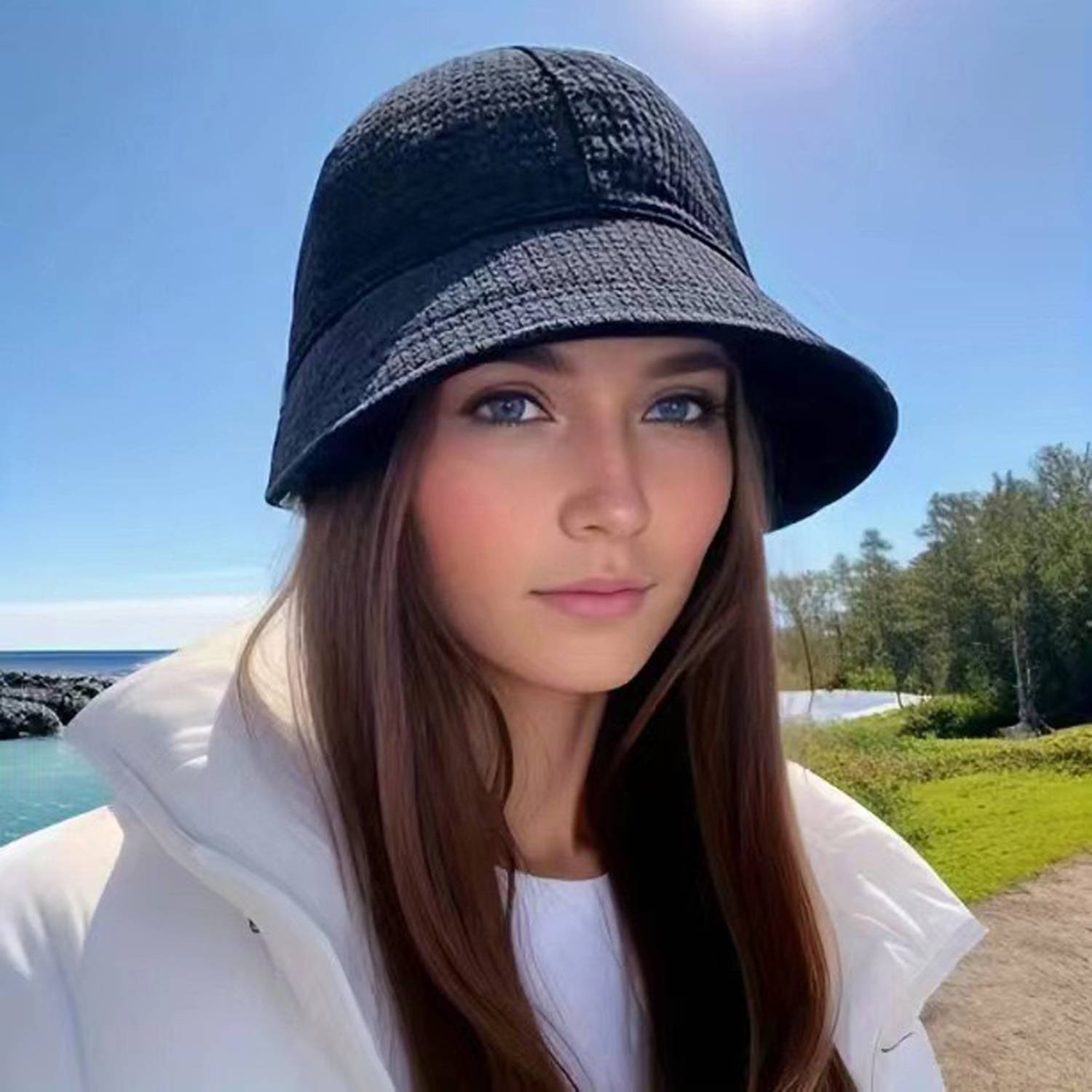 Adjustable Waffle Knit Sun Protection Fisherman Hat 2