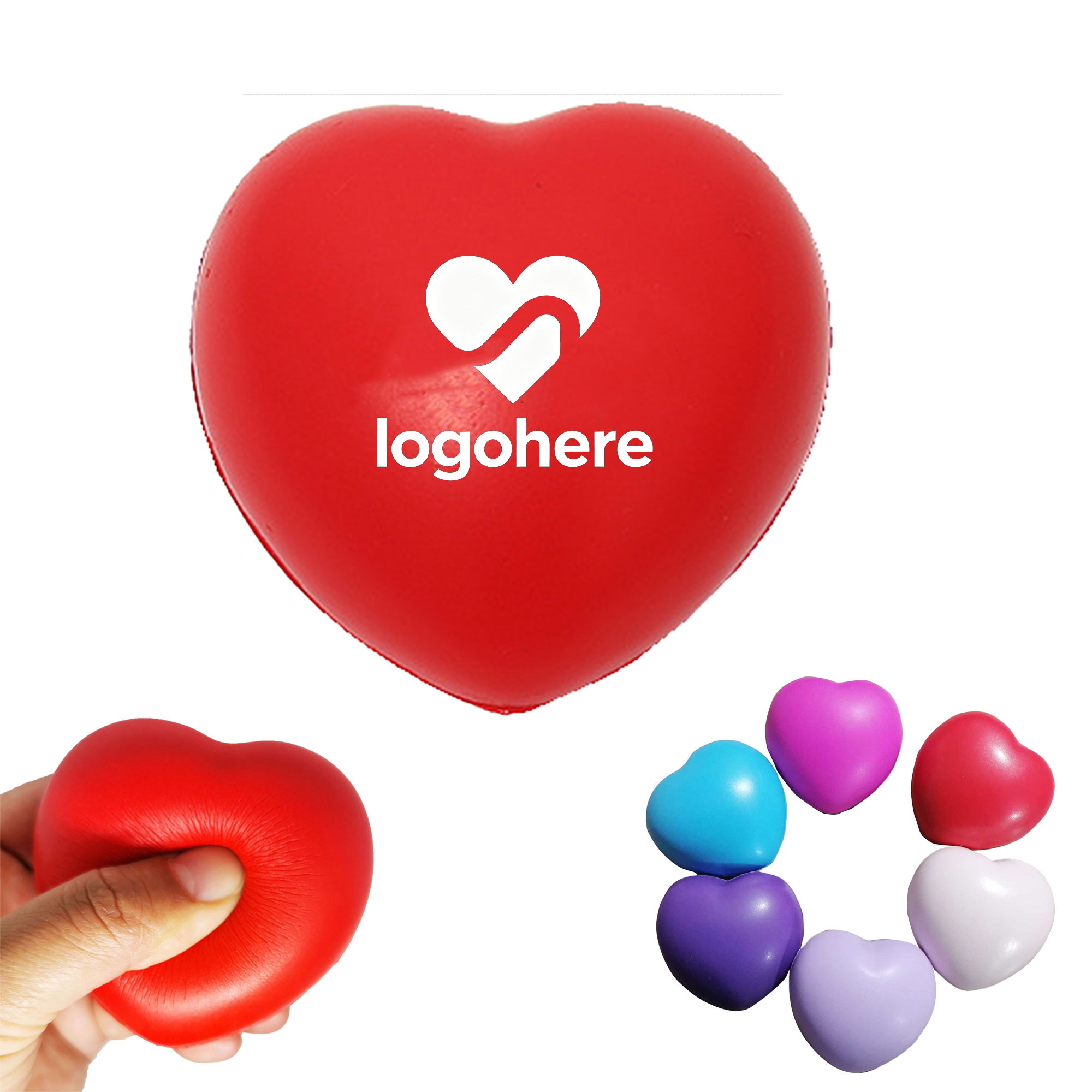 MOQ 50 PU Heart Stress Relief Ball 2