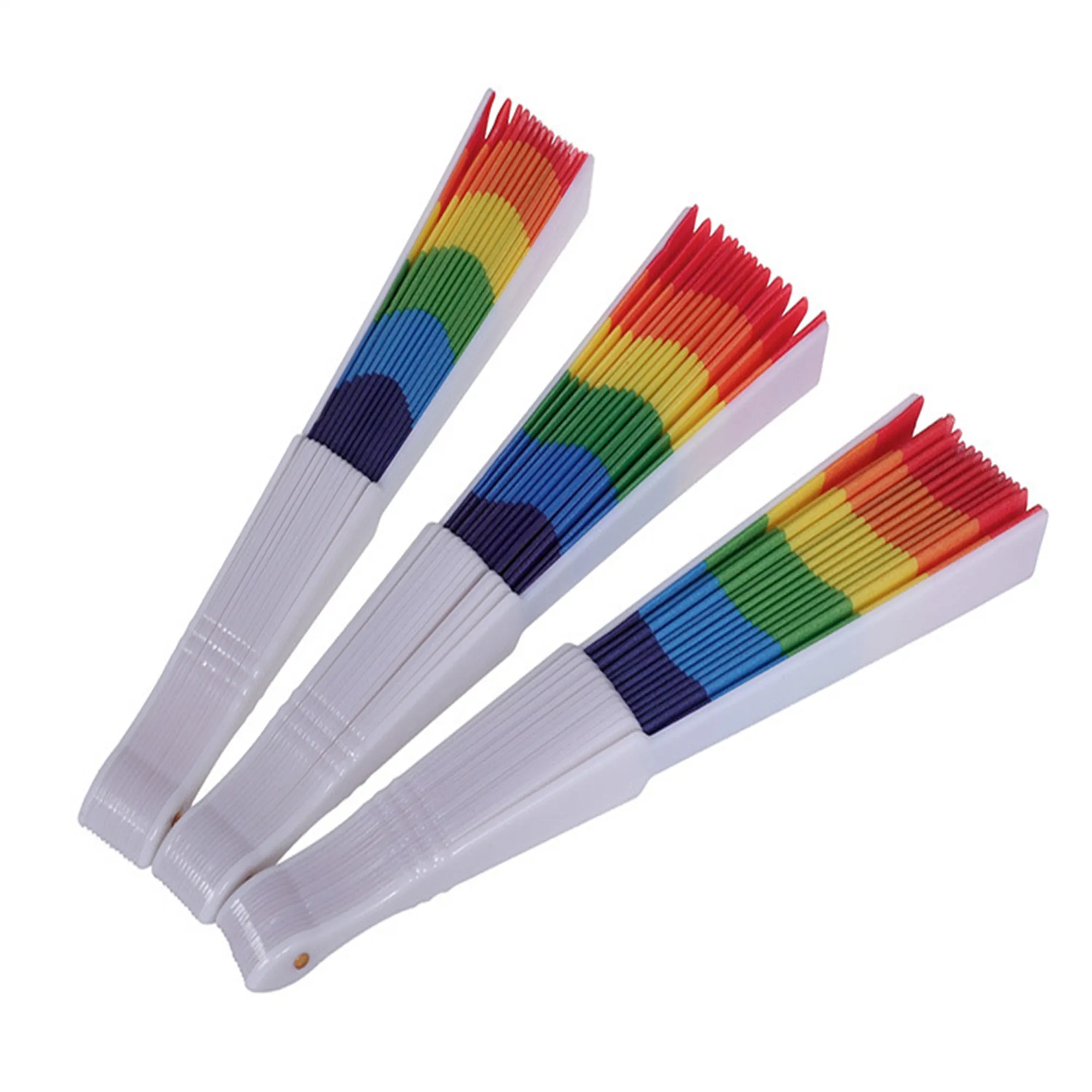 9" Large Rainbow Folding Fabric Hand Fan 4