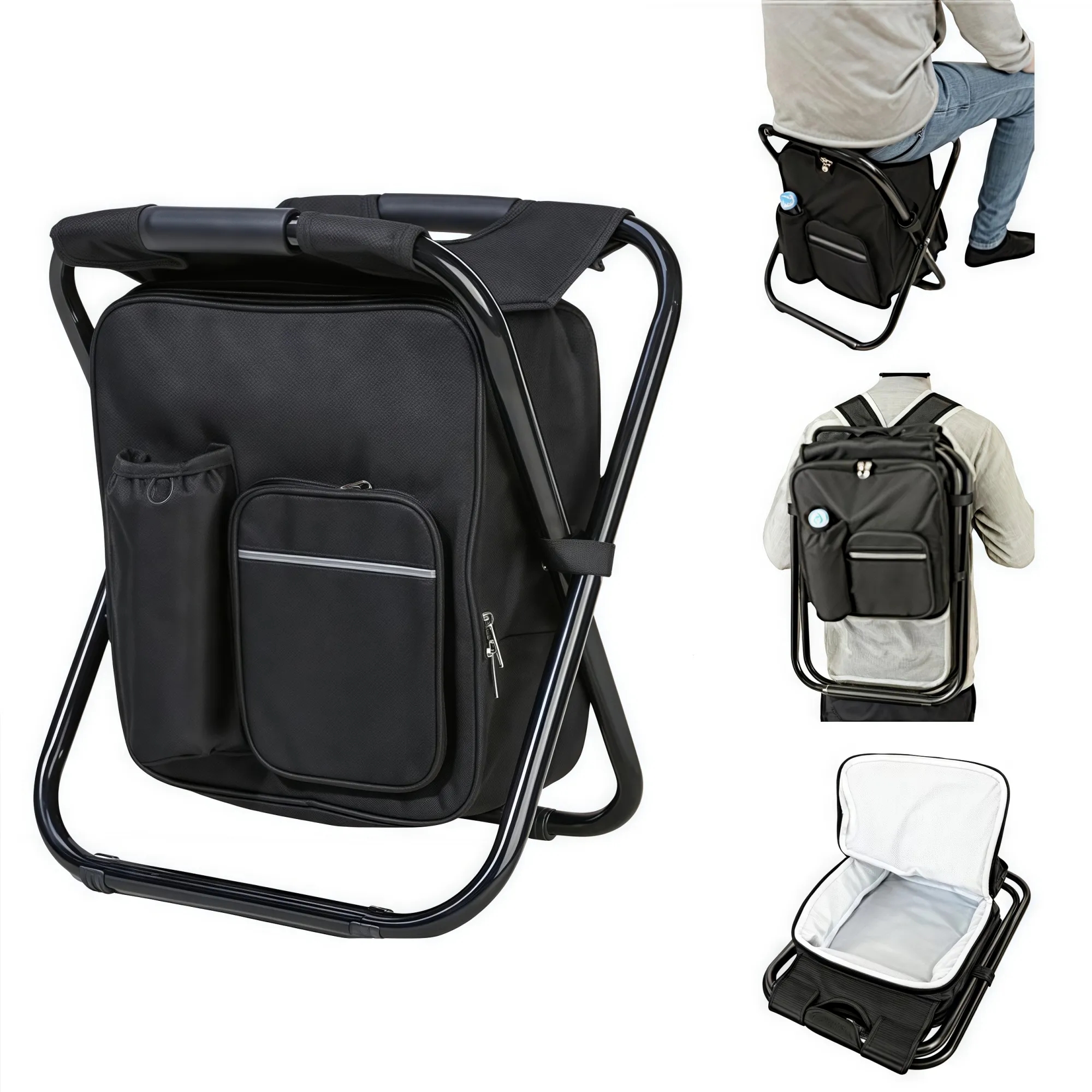 Outdoor Portable Insulated Cooler Camping Folding Stool 2