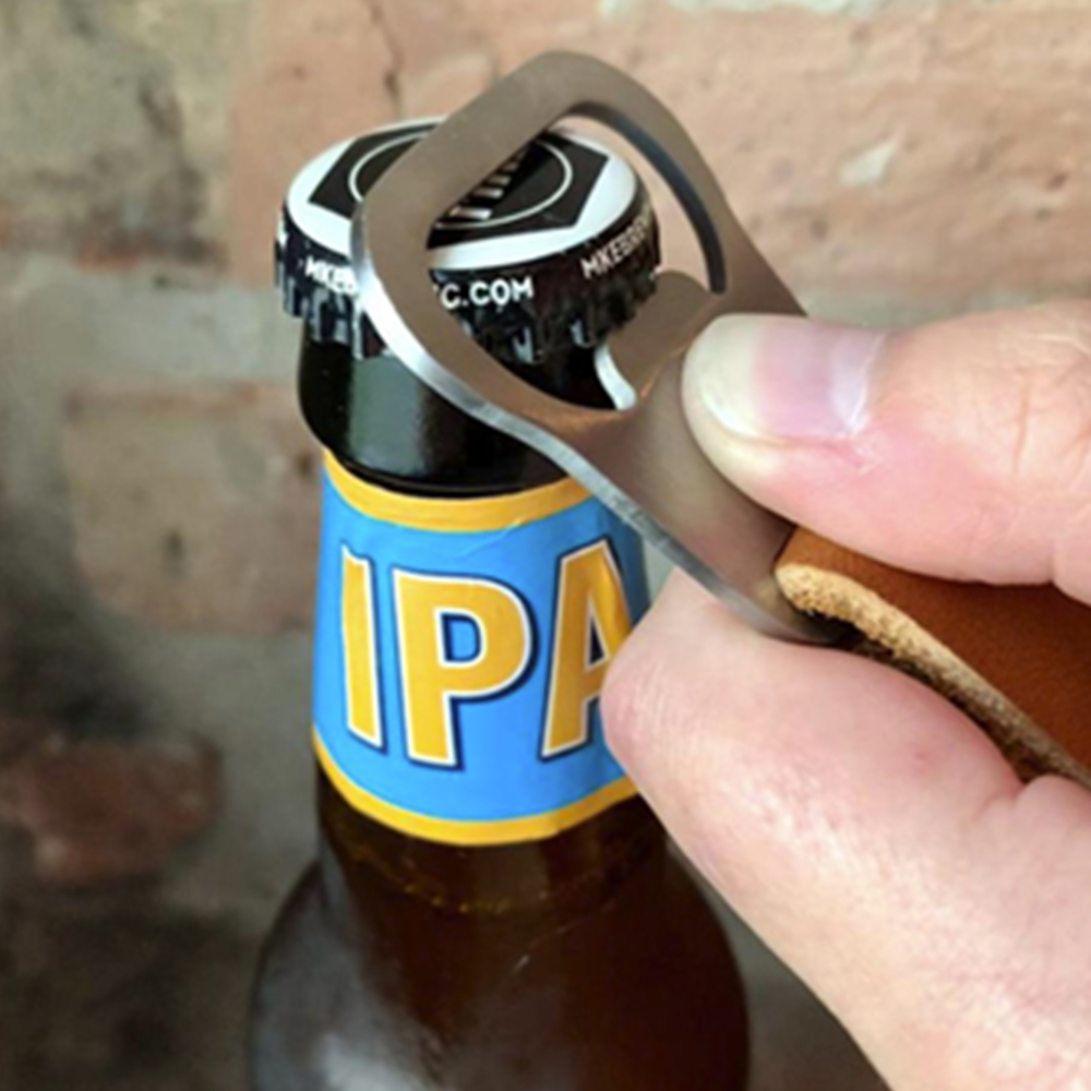 Metal Bottle Opener With Leather Holder 3