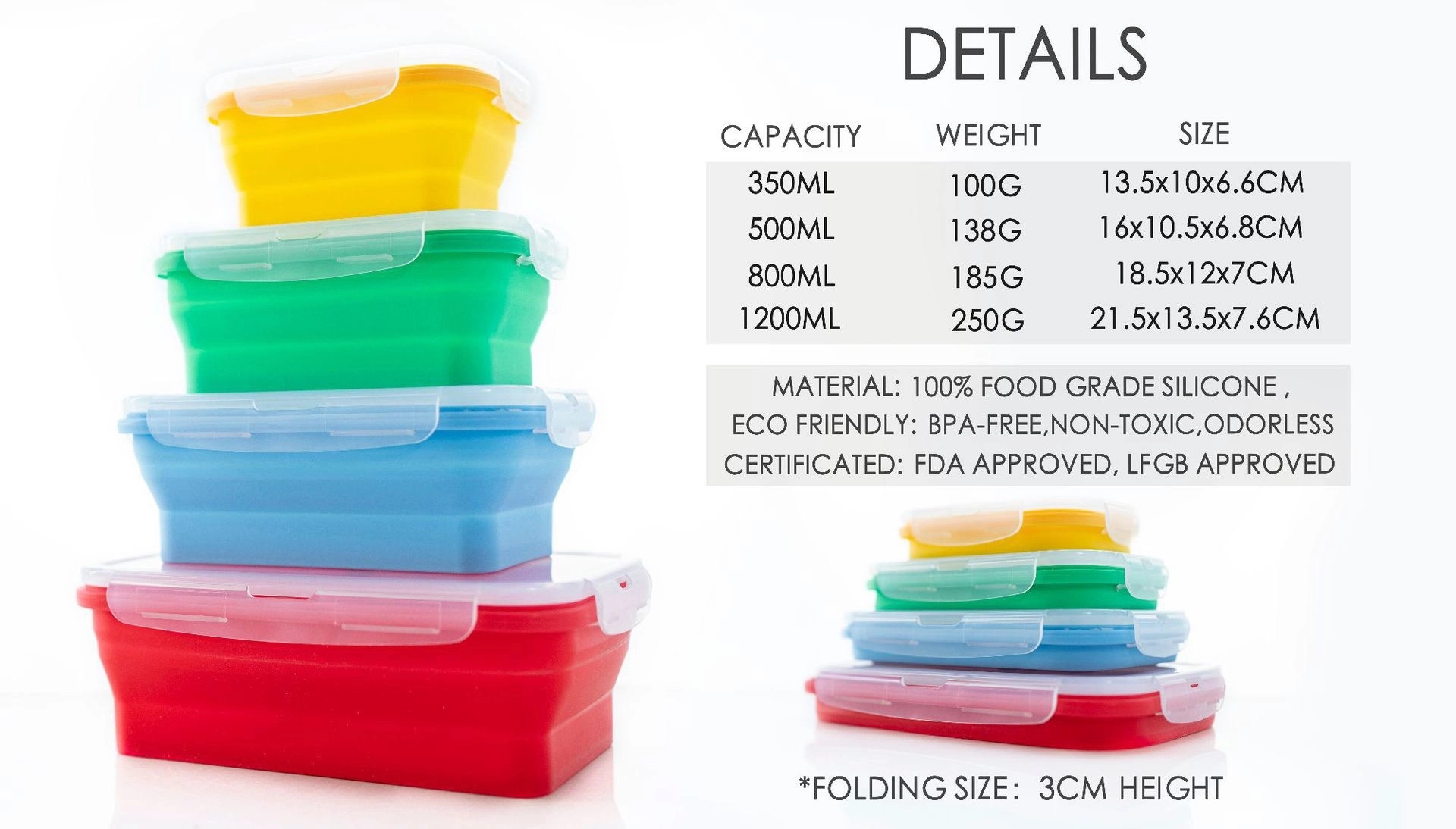 Silicone Foldable Collapisible Lunch Bento Box 3