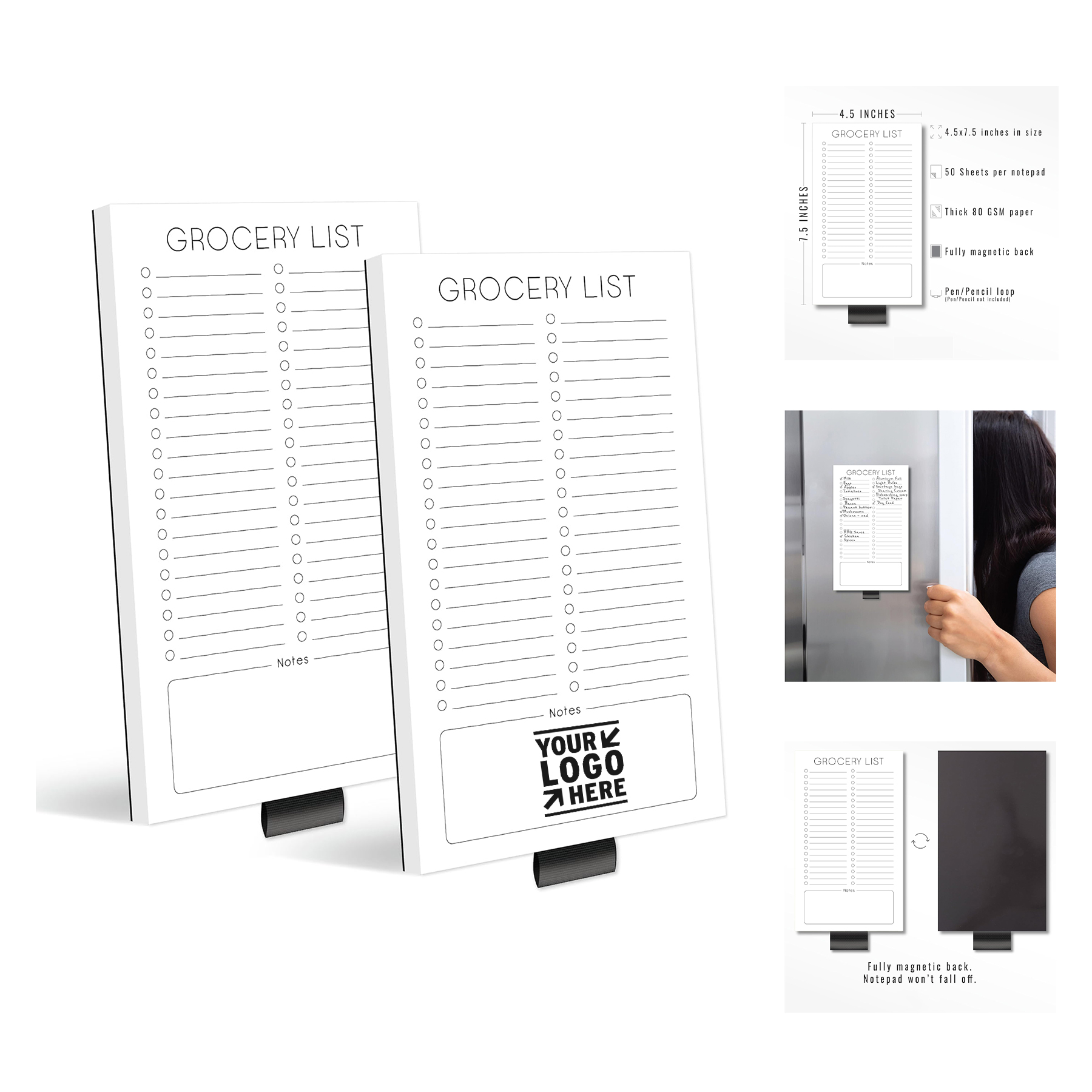 4.5" x 7.5" 50 Sheets Grocery List Magnetic Notepad