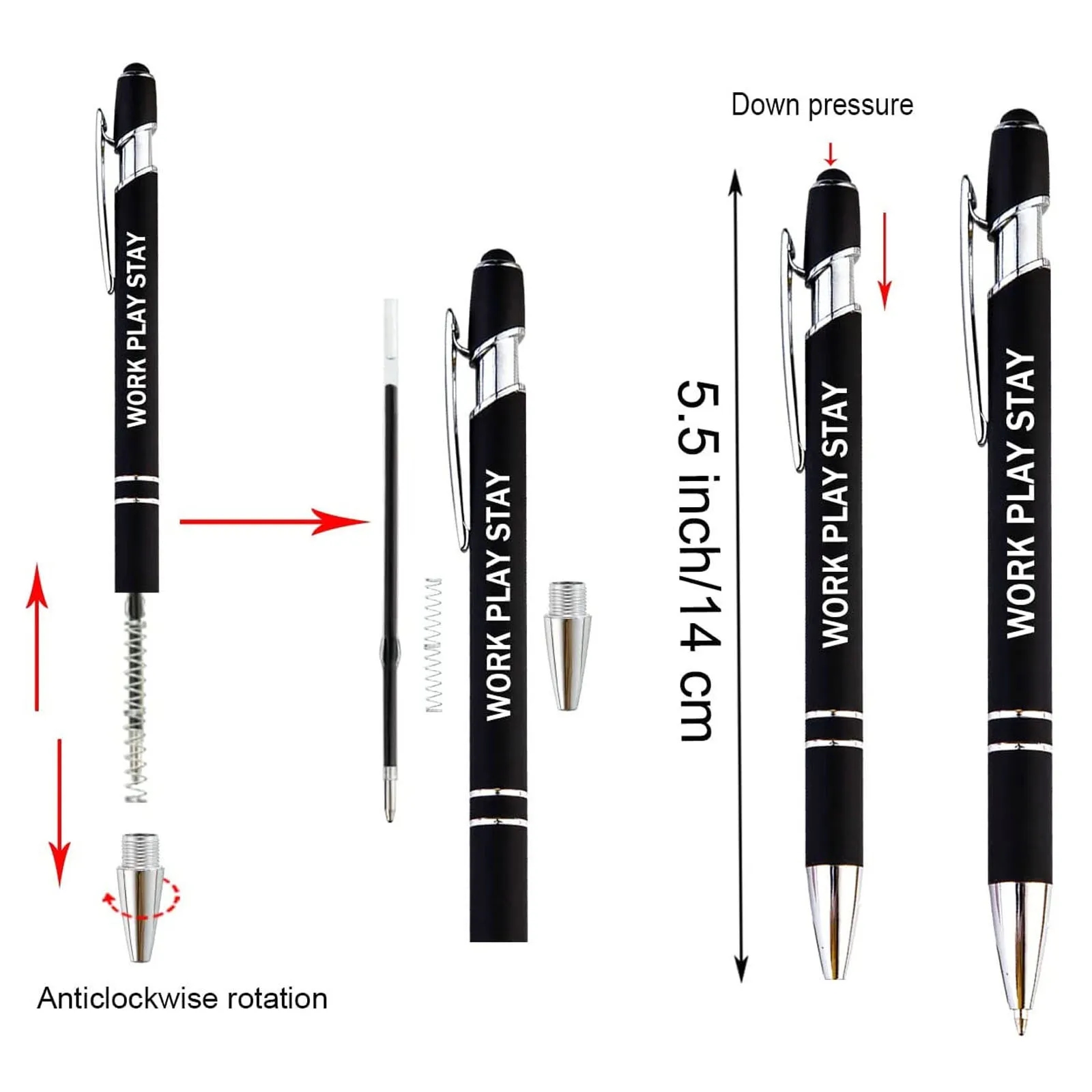 Retractable Touch Aluminum Stylus Pen Laser Engraved 7