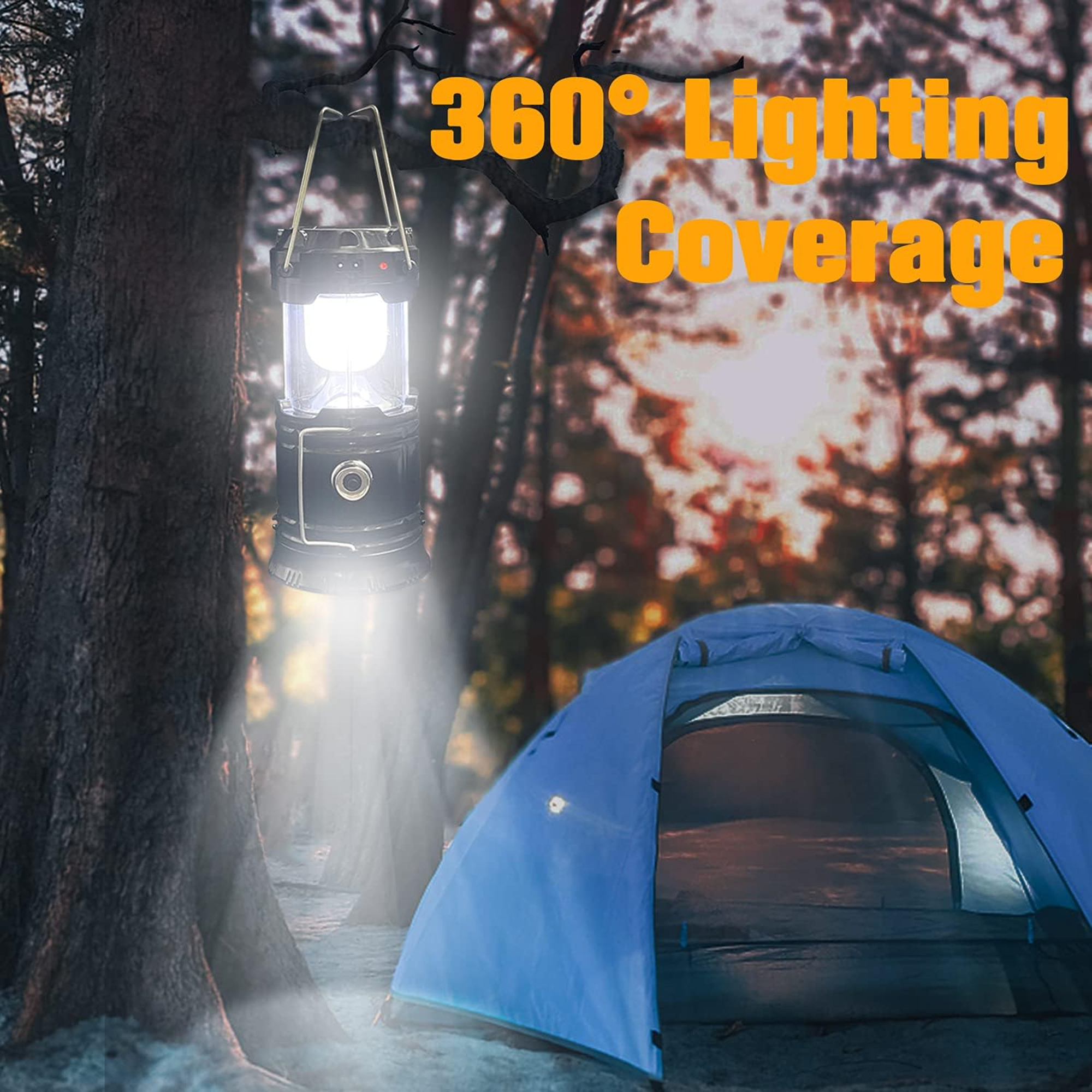 USB Rechargeable LED Collapsible Solar Camping Lantern 1