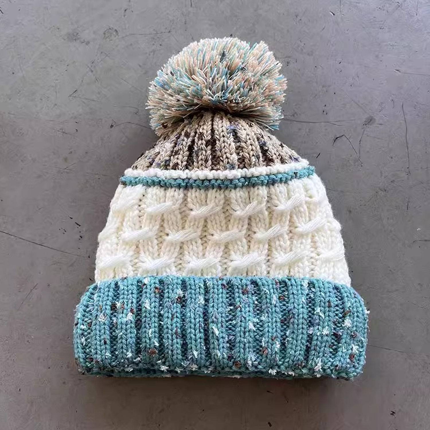 Mixed Color Striped Velvet Beanie Hat 4