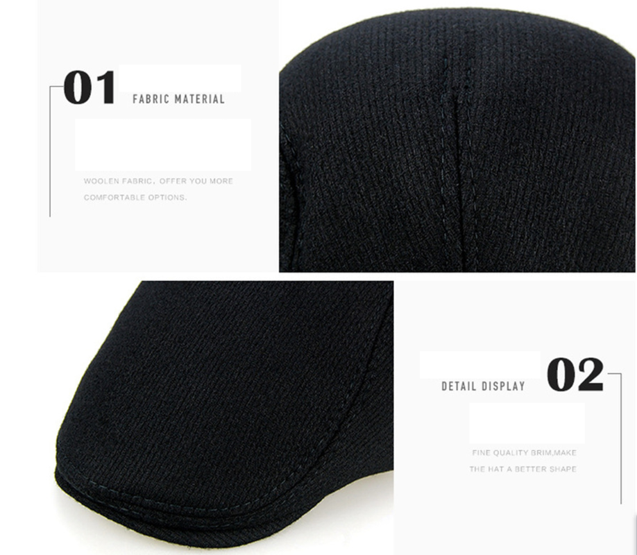 Men Woolen Beret Flat Ivy Cap Painter Newsboy Hat 4