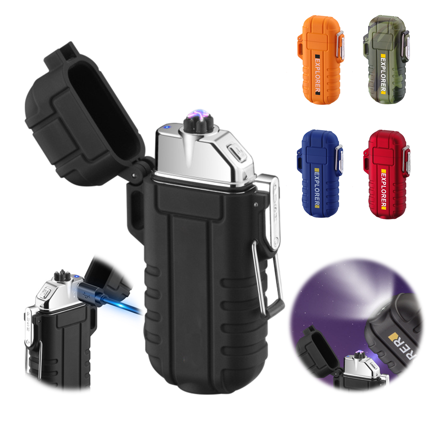 Waterproof Chargable Lighter With Led Light 3