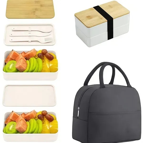 Double-Layer Bento Box with Bamboo Lid 5