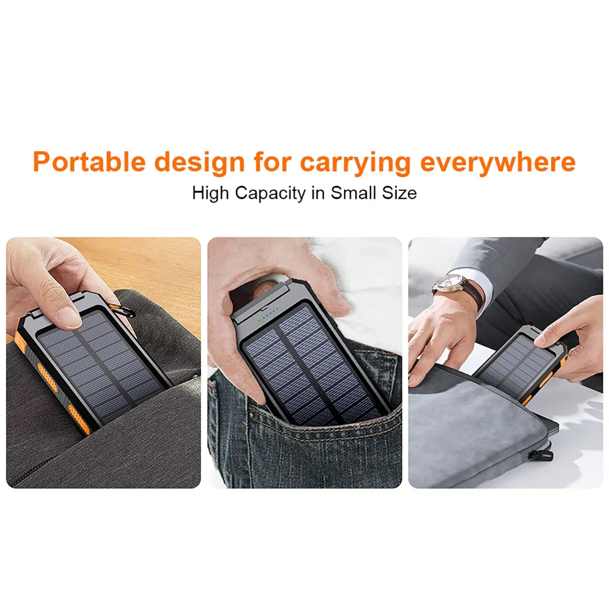 Portable Solar Charger Power Bank 10000mAh 6
