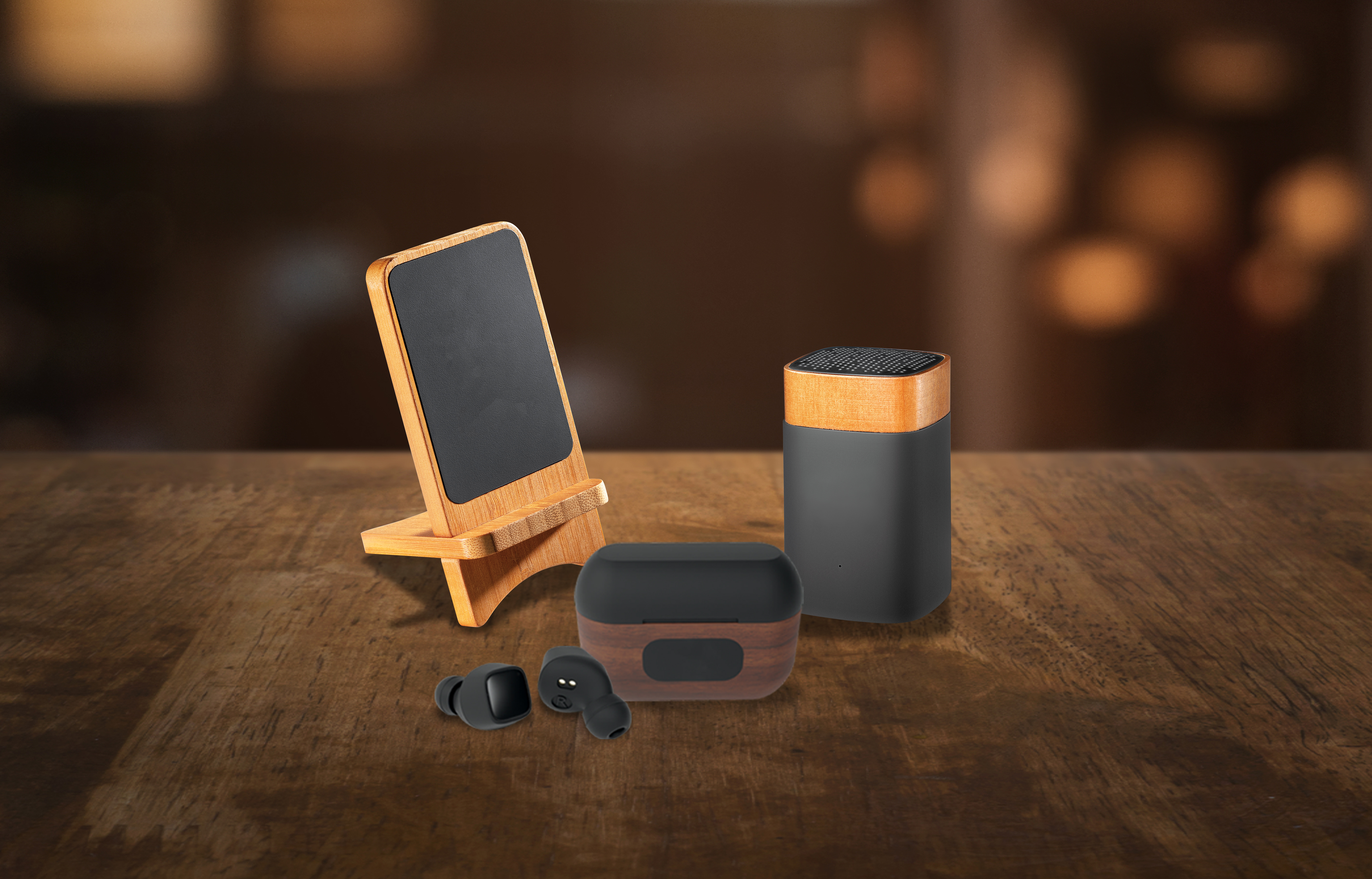 SCX Innovative Design™ Walnut Wood Wireless Earbuds and Charging Case 5