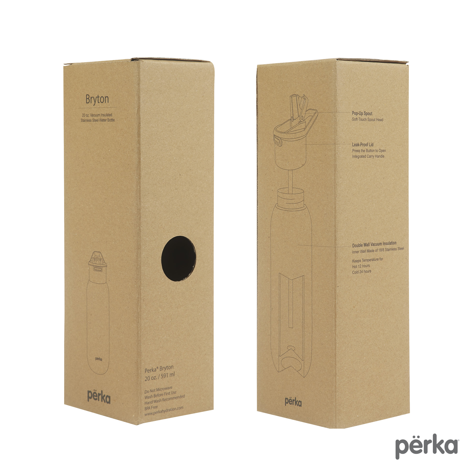 Perka® Bryton 20 oz. Double Wall Stainless Steel Water Bottle 11