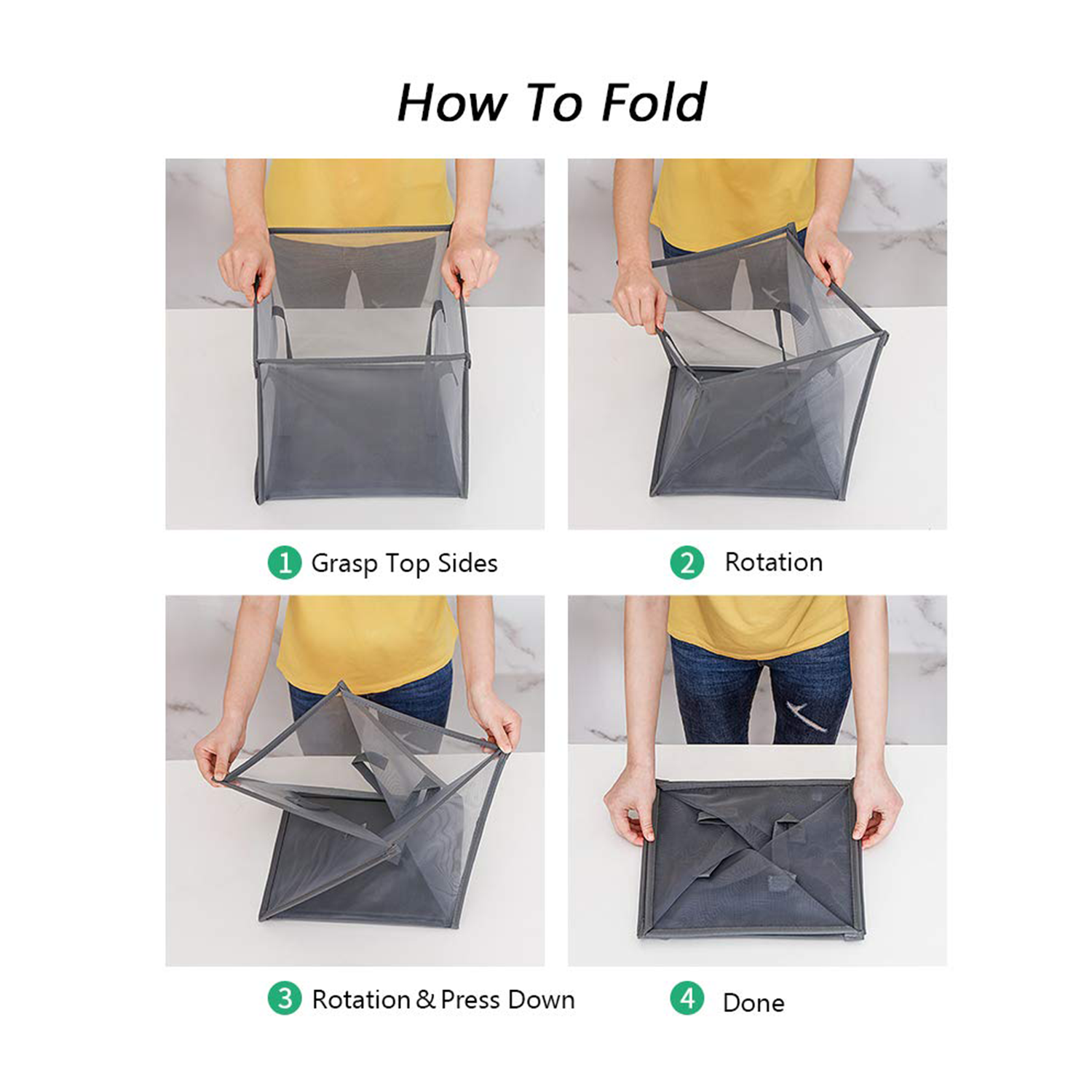 Home Foldable Laundry Basket - Airy Mesh Storage Bag 5