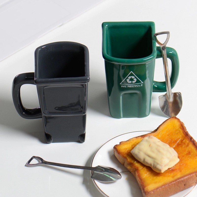 Custom 12 oz Ceramic Funny Trash Can Mug 4