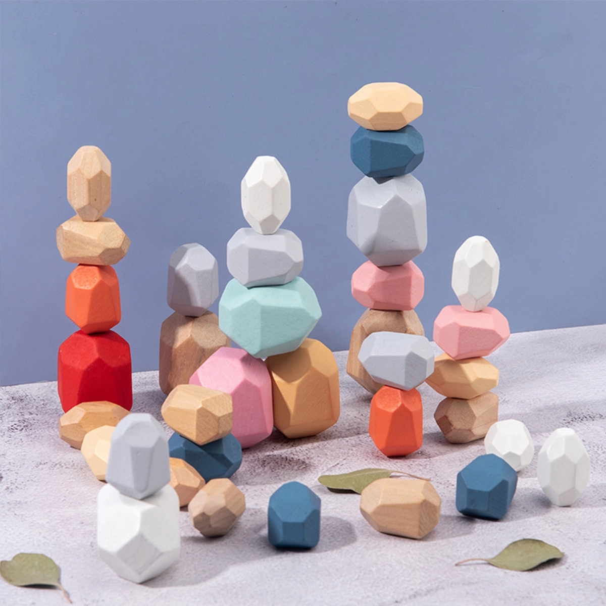 36 Pcs Wooden Sorting Stacking Rocks 2