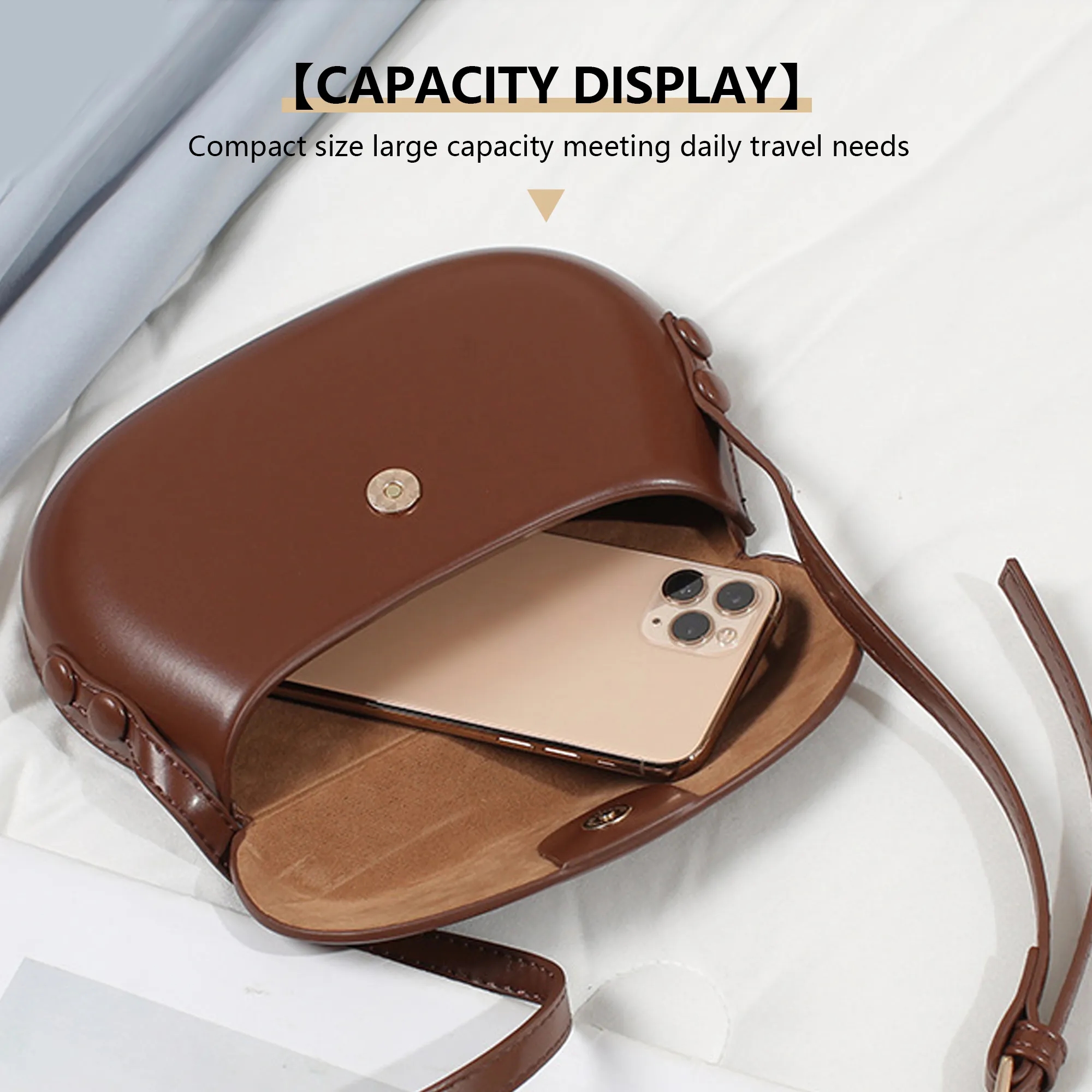 Leather Crossbody Saddle Bag 7